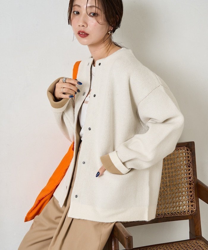 【フリークスストア/FREAK'S STORE】の裏配色 スナップ ニット カーディガン【限定展開】 25AW インテリア・キッズ・メンズ・レディースファッション・服の通販 founy(ファウニー) 　ファッション　Fashion　レディースファッション　Fashion for Women　トップス・カットソー　Cut & Sew Tops　ニット　Knit Tops & Sweaters　カーディガン・羽織り　Layered Style Cardigans　2025年　2025　2025-2026秋冬・A/W　Autumn/Winter 2025–26 AW25–26　冬　Winter / This Winter　オレンジ　Orange　カーディガン　Cardigan, Knitwear　シンプル　Simple, Minimal　ビッグ　Big, Oversized　フロント　Front, Front Design　ポケット　Pocket, Pocket Detail　A/W・秋冬　Autumn/Winter　ナチュラル×ベージュ|ID: prp329100004979748 ipo3291000000037314962
