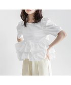 【ランダ/RANDA】のタフタフリルペプラムTシャツ 大人の最旬トレンドファッション＆コーディネート founy(ファウニー) ファッション Fashion レディースファッション Fashion for Women トップス・カットソー Cut & Sew Tops シャツ・ブラウス・オフィスカジュアル Elegant Blouses & Button-Ups ロングTシャツ・Tシャツ Longline T-Shirts & Tees カットソー Cut and Sewn Top ギャザー Gathered, Ruffled スリーブ Sleeve, Long Sleeve / Short Sleeve タフタ Taffeta, Structured Fabric デニム Denim, Jeans Material バランス Balance, Style Balance フェミニン Feminine, Girly フリル Frill, Ruffle ベーシック Basic, Essential ペプラム Peplum, Flared Hem ミックス Mix, Mixed Style ラウンド Round, Round Neck thumbnail WHITE|ID: prp329100004979765 ipo3291000000037315057