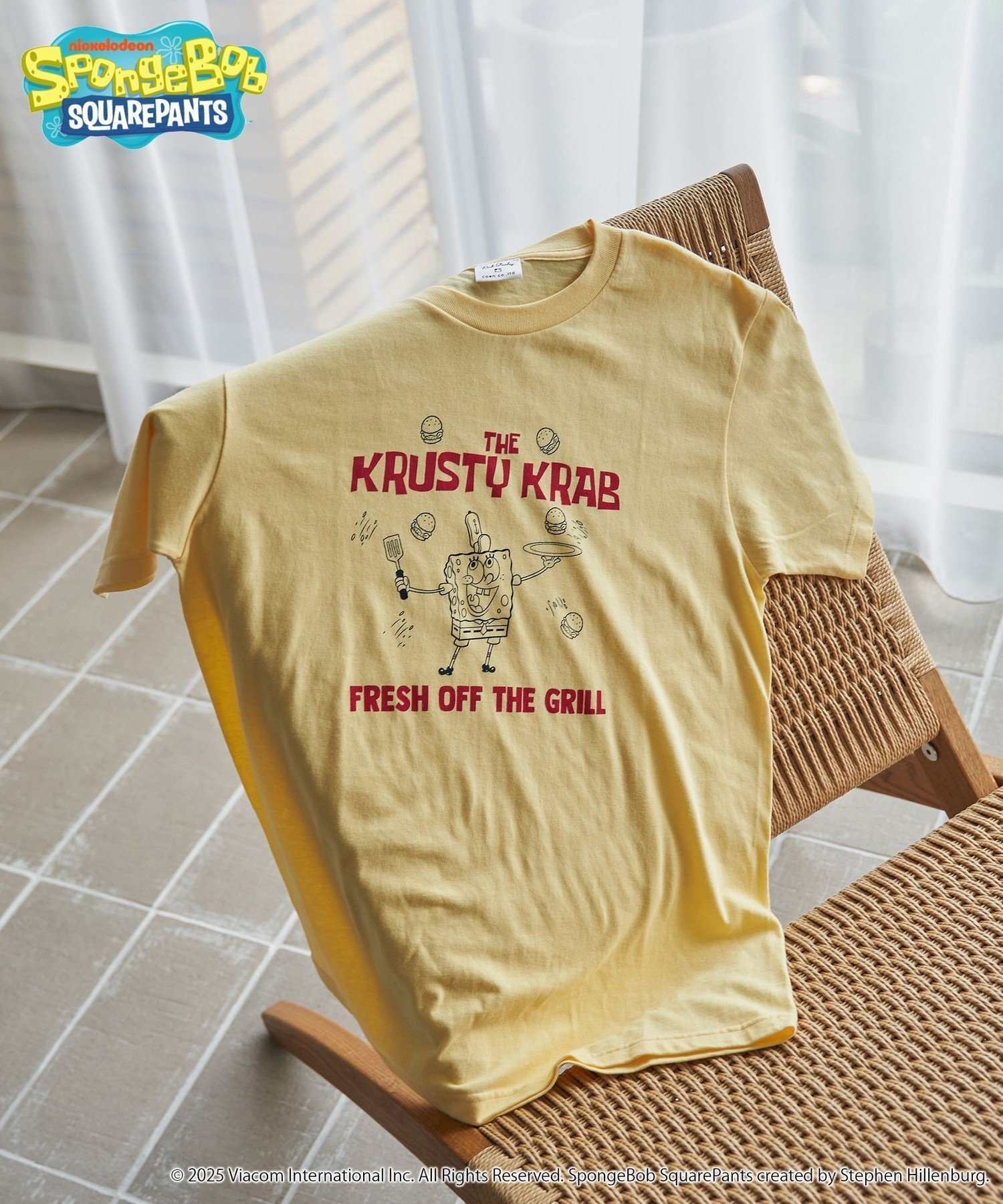 【コーエン/COEN】の【SpongeBob / スポンジ・ボブ 別注】グラフィックプリントUNI-Tシャツ インテリア・キッズ・メンズ・レディースファッション・服の通販 founy(ファウニー) 　ファッション　Fashion　レディースファッション　Fashion for Women　トップス・カットソー　Cut & Sew Tops　シャツ・ブラウス・オフィスカジュアル　Elegant Blouses & Button-Ups　ロングTシャツ・Tシャツ　Longline T-Shirts & Tees　グラフィック　Graphic, Graphic Design　コレクション　Collection, Seasonal Line　トレンド　Trend, Trending Now　人気　Popular, Best Seller　プリント　Print, Printed Pattern　別注　Limited Edition, Custom Order　おすすめ　Recommended / Our Picks　夏　Summer　YELLOW|ID: prp329100004979789 ipo3291000000037315212