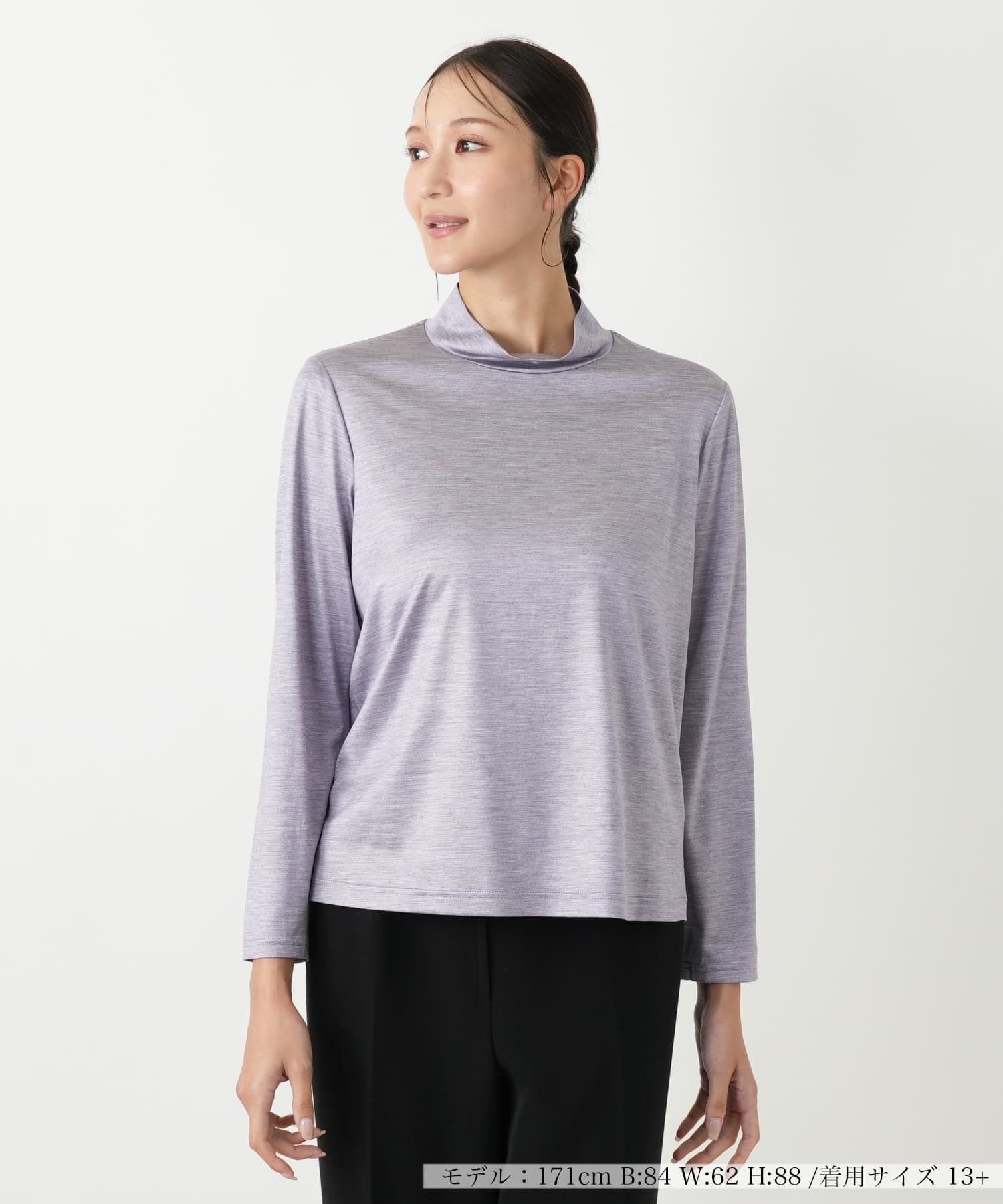 【レリアンプラスハウス/Leilian PLUS HOUSE】の【店舗人気】【ウォッシャブル】ハイネックカットソー インテリア・キッズ・メンズ・レディースファッション・服の通販 founy(ファウニー) 　ファッション　Fashion　レディースファッション　Fashion for Women　トップス・カットソー　Cut & Sew Tops　カットソー・ベーシックTシャツ　Cut-and-Sewn Tops / Stretch Tees & Basics　インナー　Innerwear　ウォッシャブル　Machine Washable　カーディガン　Cardigan, Knitwear　シンプル　Simple, Minimal　ジャケット　Jacket, Outerwear　ポケット　Pocket, Pocket Detail　人気　Popular, Best Seller　無地　Plain, Solid Color　秋　Autumn　長袖　Long Sleeve, Full Sleeve　パープル|ID: prp329100004979802 ipo3291000000037315286