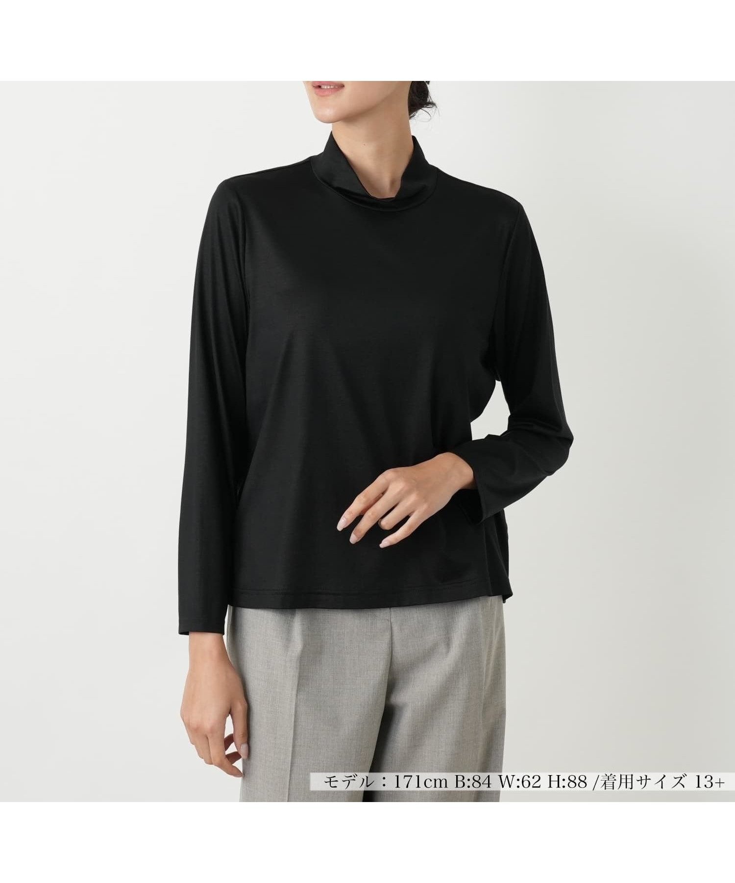 【レリアンプラスハウス/Leilian PLUS HOUSE】の【店舗人気】【ウォッシャブル】ハイネックカットソー インテリア・キッズ・メンズ・レディースファッション・服の通販 founy(ファウニー) 　ファッション　Fashion　レディースファッション　Fashion for Women　トップス・カットソー　Cut & Sew Tops　カットソー・ベーシックTシャツ　Cut-and-Sewn Tops / Stretch Tees & Basics　インナー　Innerwear　ウォッシャブル　Machine Washable　カーディガン　Cardigan, Knitwear　シンプル　Simple, Minimal　ジャケット　Jacket, Outerwear　ポケット　Pocket, Pocket Detail　人気　Popular, Best Seller　無地　Plain, Solid Color　秋　Autumn　長袖　Long Sleeve, Full Sleeve　ブラック|ID: prp329100004979802 ipo3291000000037315294