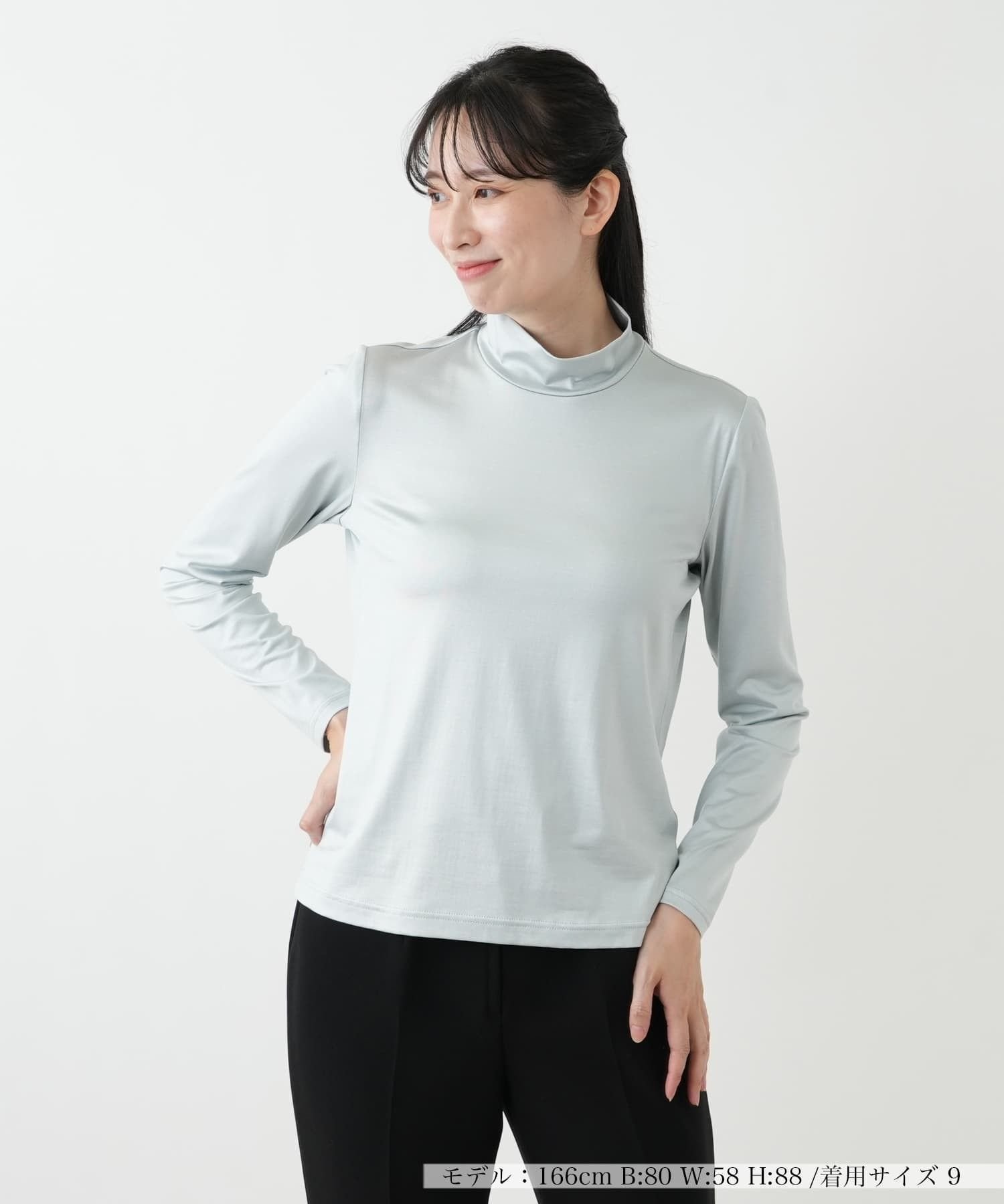 【レリアン/LEILIAN】のハイネックカットソー インテリア・キッズ・メンズ・レディースファッション・服の通販 founy(ファウニー) 　ファッション　Fashion　レディースファッション　Fashion for Women　トップス・カットソー　Cut & Sew Tops　カットソー・ベーシックTシャツ　Cut-and-Sewn Tops / Stretch Tees & Basics　インナー　Innerwear　ウォッシャブル　Machine Washable　シルク　Silk, 100% Silk　シンプル　Simple, Minimal　ジャケット　Jacket, Outerwear　ストレッチ　Stretch, Stretchy Fabric　フィット　Fit, Slim Fit　ベーシック　Basic, Essential　ポケット　Pocket, Pocket Detail　エレガント 上品　Elegant　秋　Autumn　グリーン|ID: prp329100004979810 ipo3291000000037315332