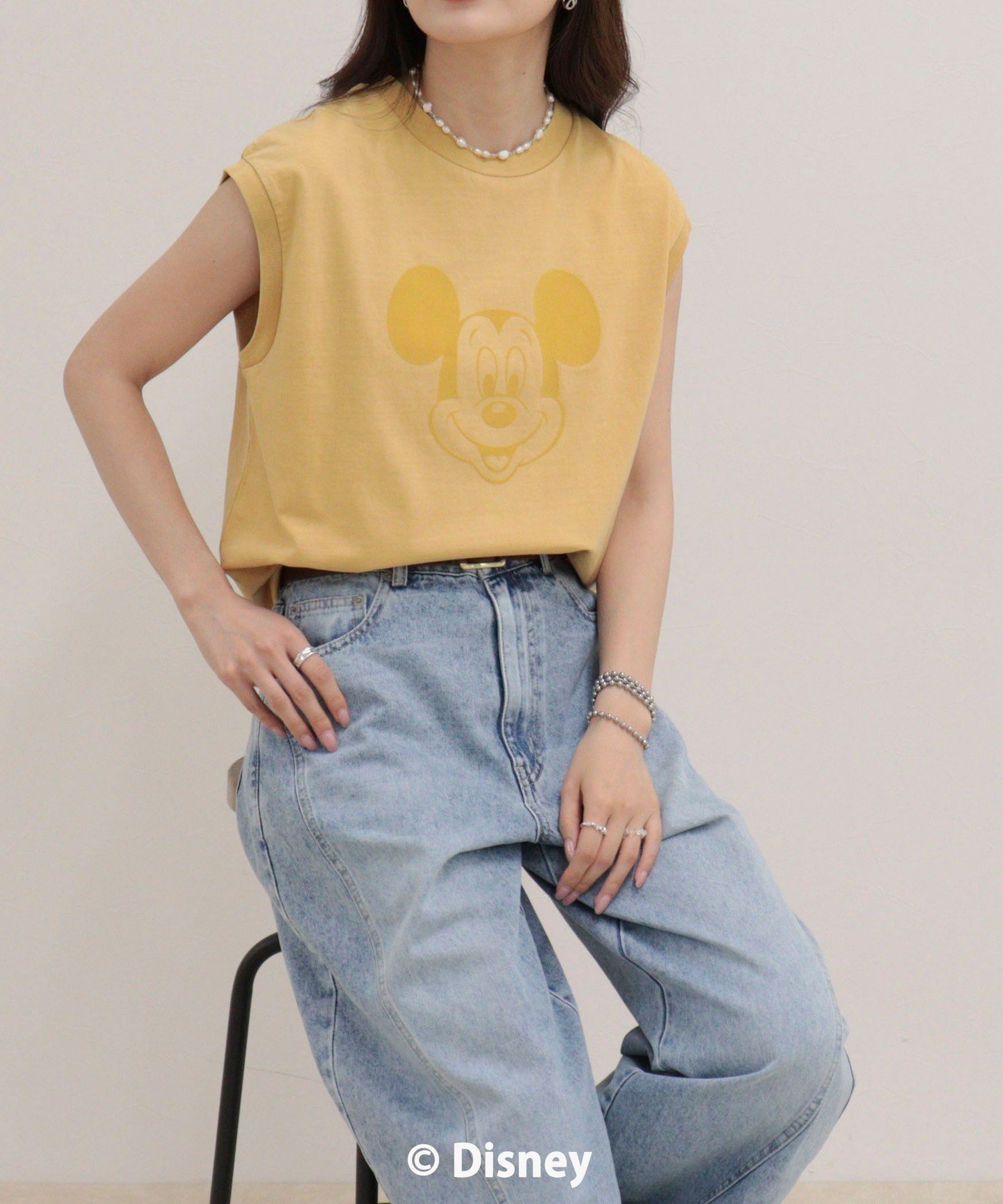 【フレディ&グロスター/FREDY&GLOSTER】の【GOOD ROCK SPEED/グッドロックスピード】MICKEYノースリーブTシャツ インテリア・キッズ・メンズ・レディースファッション・服の通販 founy(ファウニー) 　ファッション　Fashion　レディースファッション　Fashion for Women　トップス・カットソー　Cut & Sew Tops　キャミソール&ノースリーブ　Camisoles & Sleeveless Tops　シャツ・ブラウス・オフィスカジュアル　Elegant Blouses & Button-Ups　ロングTシャツ・Tシャツ　Longline T-Shirts & Tees　インナー　Innerwear　ウォッシュ　Washed Finish　ヴィンテージ　Vintage Style　グラフィック　Graphic, Graphic Design　ジャケット　Jacket, Outerwear　スリーブ　Sleeve, Long Sleeve / Short Sleeve　ノースリーブ　Sleeveless, No-Sleeve　フェイス　Face, Facial Design　プリント　Print, Printed Pattern　おすすめ　Recommended / Our Picks　2026年　2026　2026春夏・S/S　Spring/Summer 2026 SS26　イエロー|ID: prp329100004979820 ipo3291000000037315384