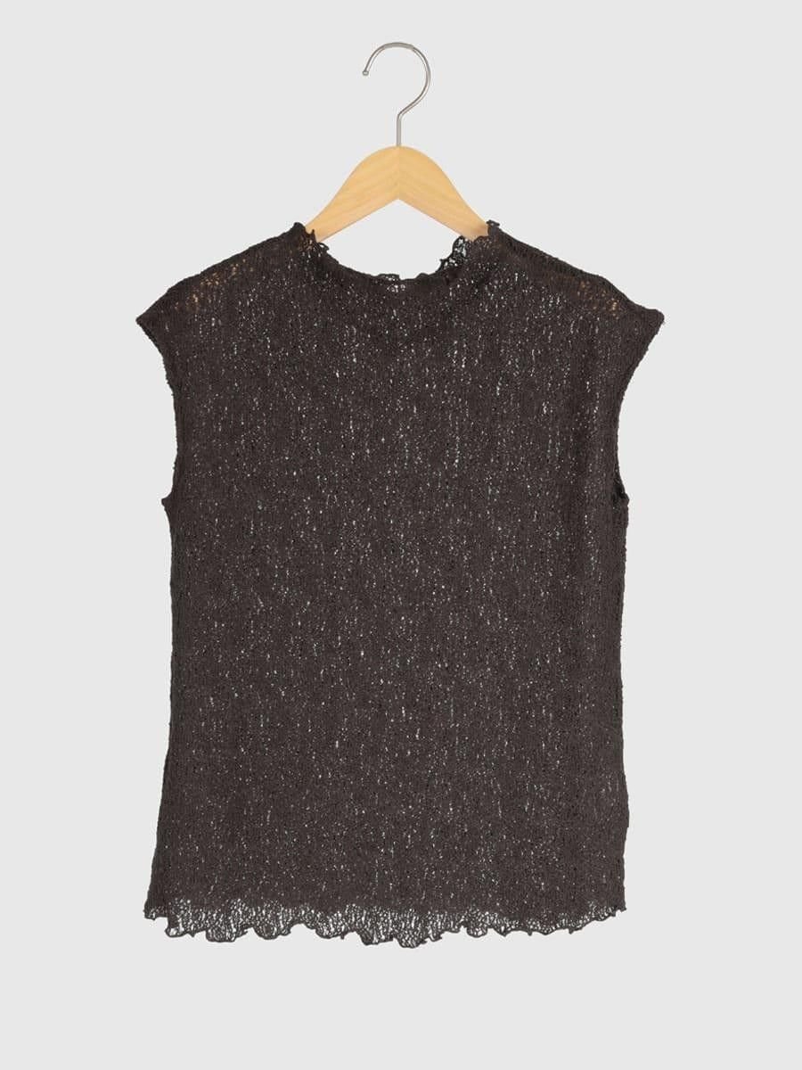 【ヴァン/Vin】のシュリンクニットノースリーブトップス インテリア・キッズ・メンズ・レディースファッション・服の通販 founy(ファウニー) 　ファッション　Fashion　レディースファッション　Fashion for Women　トップス・カットソー　Cut & Sew Tops　ニット　Knit Tops & Sweaters　キャミソール&ノースリーブ　Camisoles & Sleeveless Tops　おすすめ　Recommended / Our Picks　シンプル　Simple, Minimal　ノースリーブ　Sleeveless, No-Sleeve　ダークブラウン|ID: prp329100004979822 ipo3291000000037315394