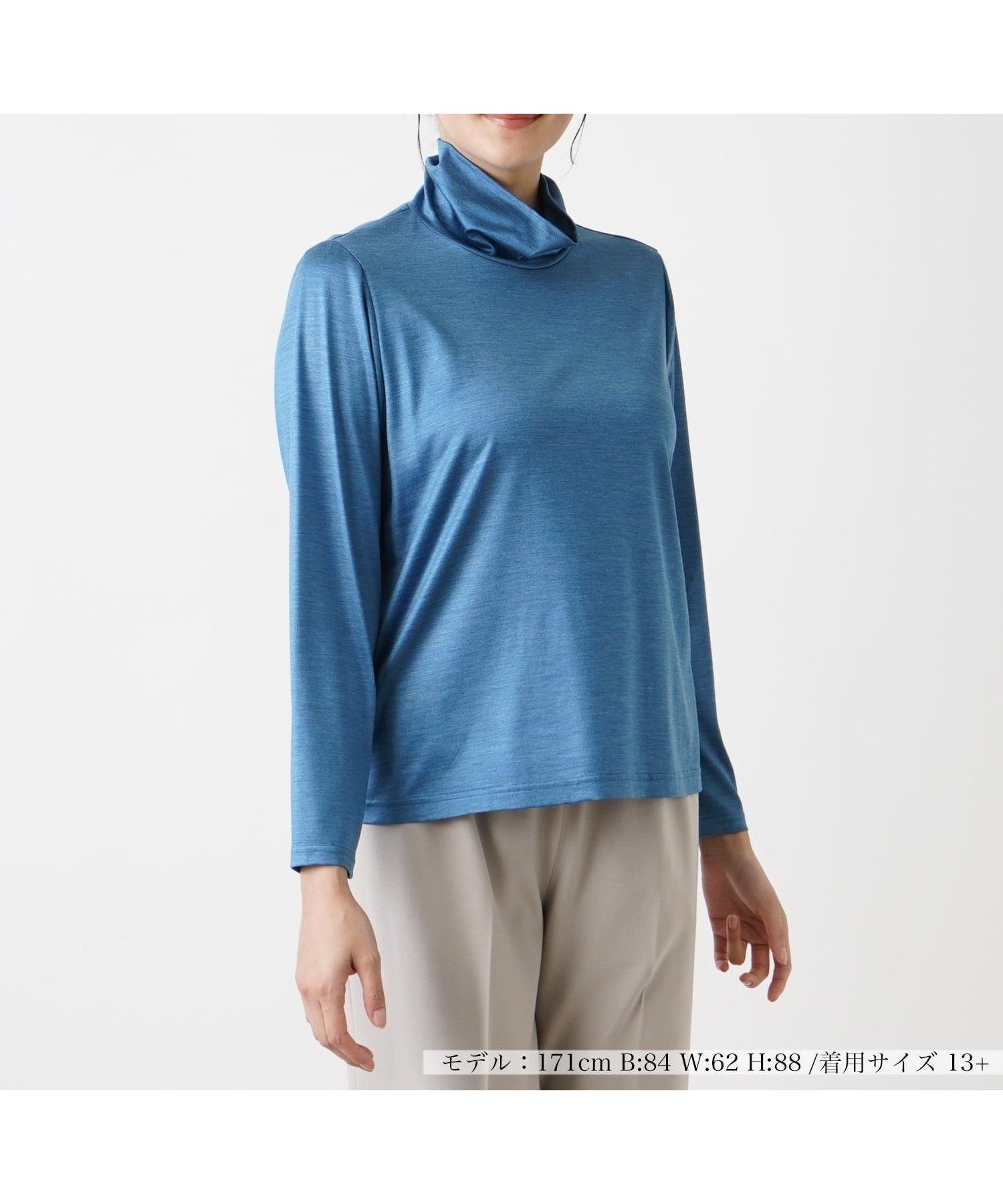 【レリアンプラスハウス/Leilian PLUS HOUSE】の【店頭人気】タートルネックカットソー【シルク混】 インテリア・キッズ・メンズ・レディースファッション・服の通販 founy(ファウニー) 　ファッション　Fashion　レディースファッション　Fashion for Women　トップス・カットソー　Cut & Sew Tops　カットソー・ベーシックTシャツ　Cut-and-Sewn Tops / Stretch Tees & Basics　タートルネック・ハイネックトップス　Turtlenecks & High-Neck Tops　ウォッシャブル　Machine Washable　エレガント 上品　Elegant　シルク　Silk, 100% Silk　ジャケット　Jacket, Outerwear　ストレッチ　Stretch, Stretchy Fabric　ドレープ　Drape, Draping Fabric　ベーシック　Basic, Essential　ポケット　Pocket, Pocket Detail　人気　Popular, Best Seller　秋　Autumn　ロイヤルブルー|ID: prp329100004979834 ipo3291000000037315439