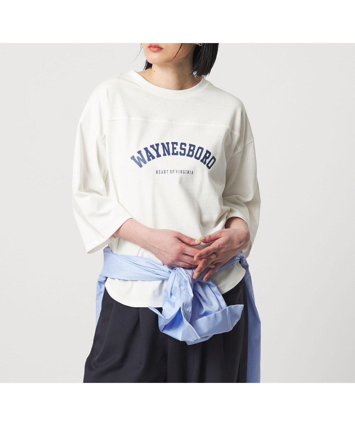【ユナイテッドアローズ/UNITED ARROWS】のプリント フットボールT 7分袖 A DAY IN THE LIFE 大人の最旬トレンドファッション＆コーディネート founy(ファウニー) 　ファッション　Fashion　レディースファッション　Fashion for Women　トップス・カットソー　Cut & Sew Tops　スラックス　Slacks, Dress Pants　トレンド　Trend, Trending Now　定番　Standard, Basic Item　バランス　Balance, Style Balance　プリント　Print, Printed Pattern　無地　Plain, Solid Color　ヨーク　Yoke, Yoke Design　ワイド　Wide, Wide Fit　アウトレット　Outlet / Clearance　ビジネス 仕事 通勤　Business / Work / Commuting　 other-1|ID: prp329100004979858 ipo3291000000037315542