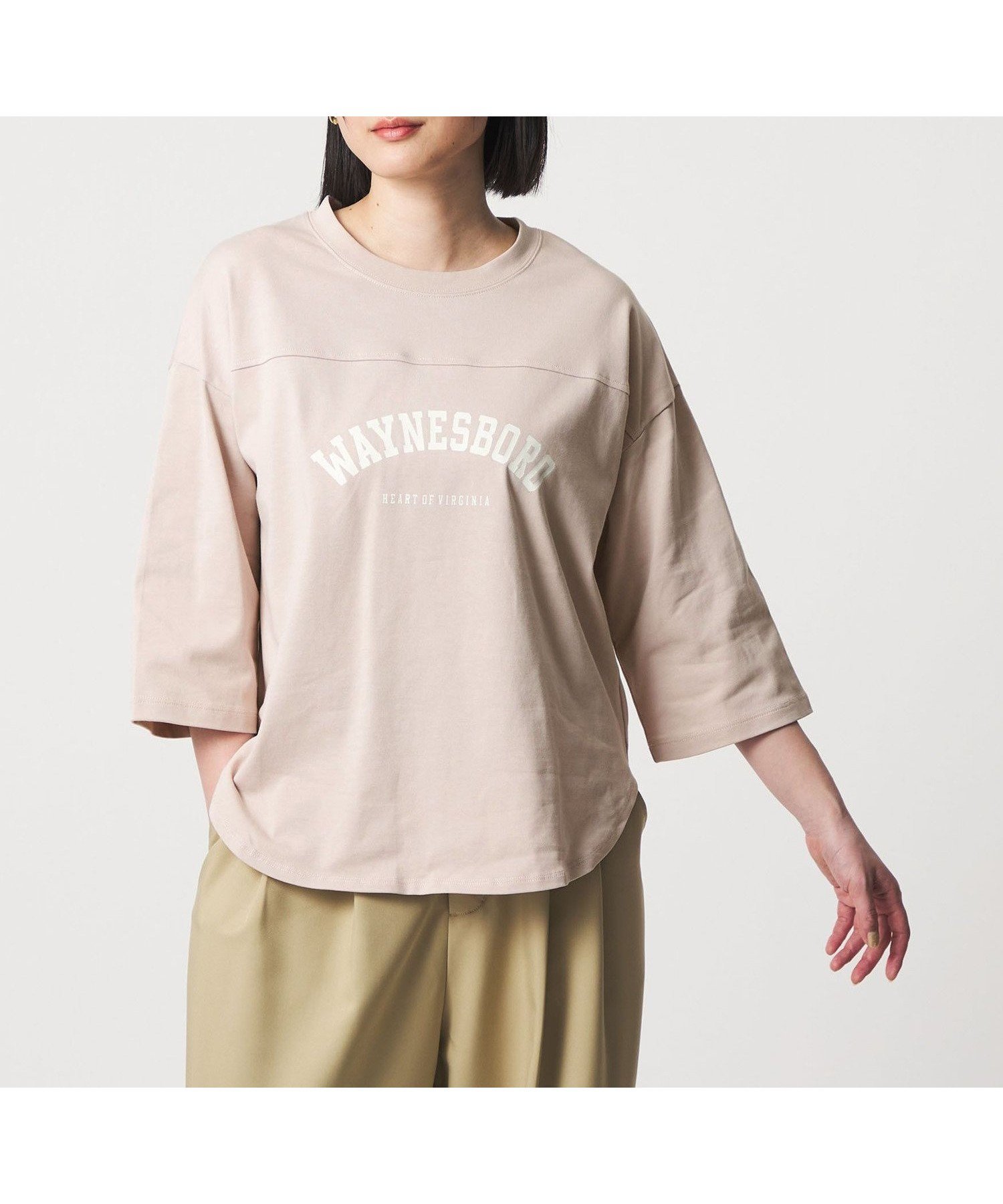 【ユナイテッドアローズ/UNITED ARROWS】のプリント フットボールT 7分袖 A DAY IN THE LIFE インテリア・キッズ・メンズ・レディースファッション・服の通販 founy(ファウニー) 　ファッション　Fashion　レディースファッション　Fashion for Women　トップス・カットソー　Cut & Sew Tops　スラックス　Slacks, Dress Pants　トレンド　Trend, Trending Now　定番　Standard, Basic Item　バランス　Balance, Style Balance　プリント　Print, Printed Pattern　無地　Plain, Solid Color　ヨーク　Yoke, Yoke Design　ワイド　Wide, Wide Fit　アウトレット　Outlet / Clearance　ビジネス 仕事 通勤　Business / Work / Commuting　LT.PINK|ID: prp329100004979858 ipo3291000000037315545