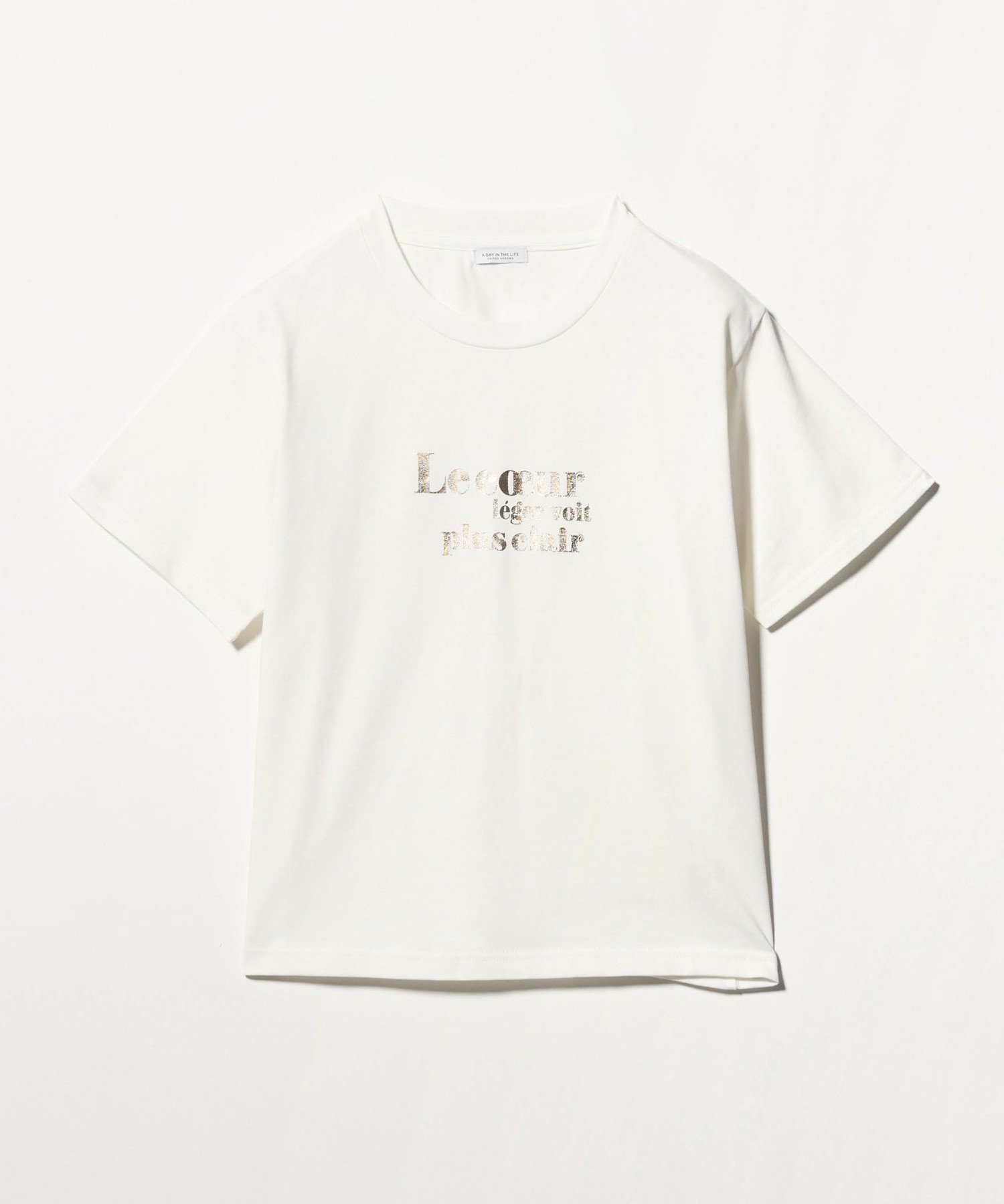 【ユナイテッドアローズ/UNITED ARROWS】のハクプリント ショートスリーブTシャツ A DAY IN THE LIFE インテリア・キッズ・メンズ・レディースファッション・服の通販 founy(ファウニー) 　ファッション　Fashion　レディースファッション　Fashion for Women　トップス・カットソー　Cut & Sew Tops　シャツ・ブラウス・オフィスカジュアル　Elegant Blouses & Button-Ups　ロングTシャツ・Tシャツ　Longline T-Shirts & Tees　インナー　Innerwear　コンパクト　Compact, Small Size　ショート　Short, Short Length　ジャケット　Jacket, Outerwear　スラックス　Slacks, Dress Pants　スリーブ　Sleeve, Long Sleeve / Short Sleeve　トレンド　Trend, Trending Now　バランス　Balance, Style Balance　フェミニン　Feminine, Girly　プリント　Print, Printed Pattern　プリーツ　Pleats, Pleated　ベーシック　Basic, Essential　メタリック　Metallic, Shiny Finish　リラックス　Relax, Relaxed Fit　ロング　Long, Long-Length　アウトレット　Outlet / Clearance　ビジネス 仕事 通勤　Business / Work / Commuting　OFF WHITE|ID: prp329100004979867 ipo3291000000037315594