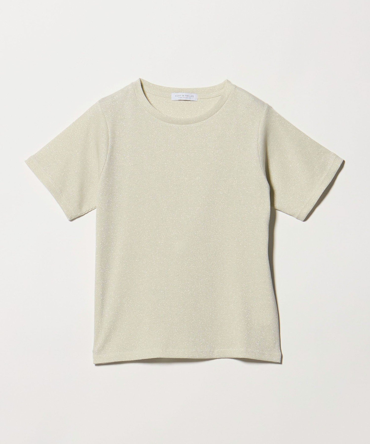 【ユナイテッドアローズ/UNITED ARROWS】のラメリブ ショートスリーブTシャツ A DAY IN THE LIFE インテリア・キッズ・メンズ・レディースファッション・服の通販 founy(ファウニー) 　ファッション　Fashion　レディースファッション　Fashion for Women　トップス・カットソー　Cut & Sew Tops　シャツ・ブラウス・オフィスカジュアル　Elegant Blouses & Button-Ups　ロングTシャツ・Tシャツ　Longline T-Shirts & Tees　インナー　Innerwear　コンパクト　Compact, Small Size　ショート　Short, Short Length　シンプル　Simple, Minimal　ジャケット　Jacket, Outerwear　スリーブ　Sleeve, Long Sleeve / Short Sleeve　デニム　Denim, Jeans Material　トレンド　Trend, Trending Now　バランス　Balance, Style Balance　アウトレット　Outlet / Clearance　おすすめ　Recommended / Our Picks　エレガント 上品　Elegant　ビジネス 仕事 通勤　Business / Work / Commuting　NATURAL|ID: prp329100004979871 ipo3291000000037315615