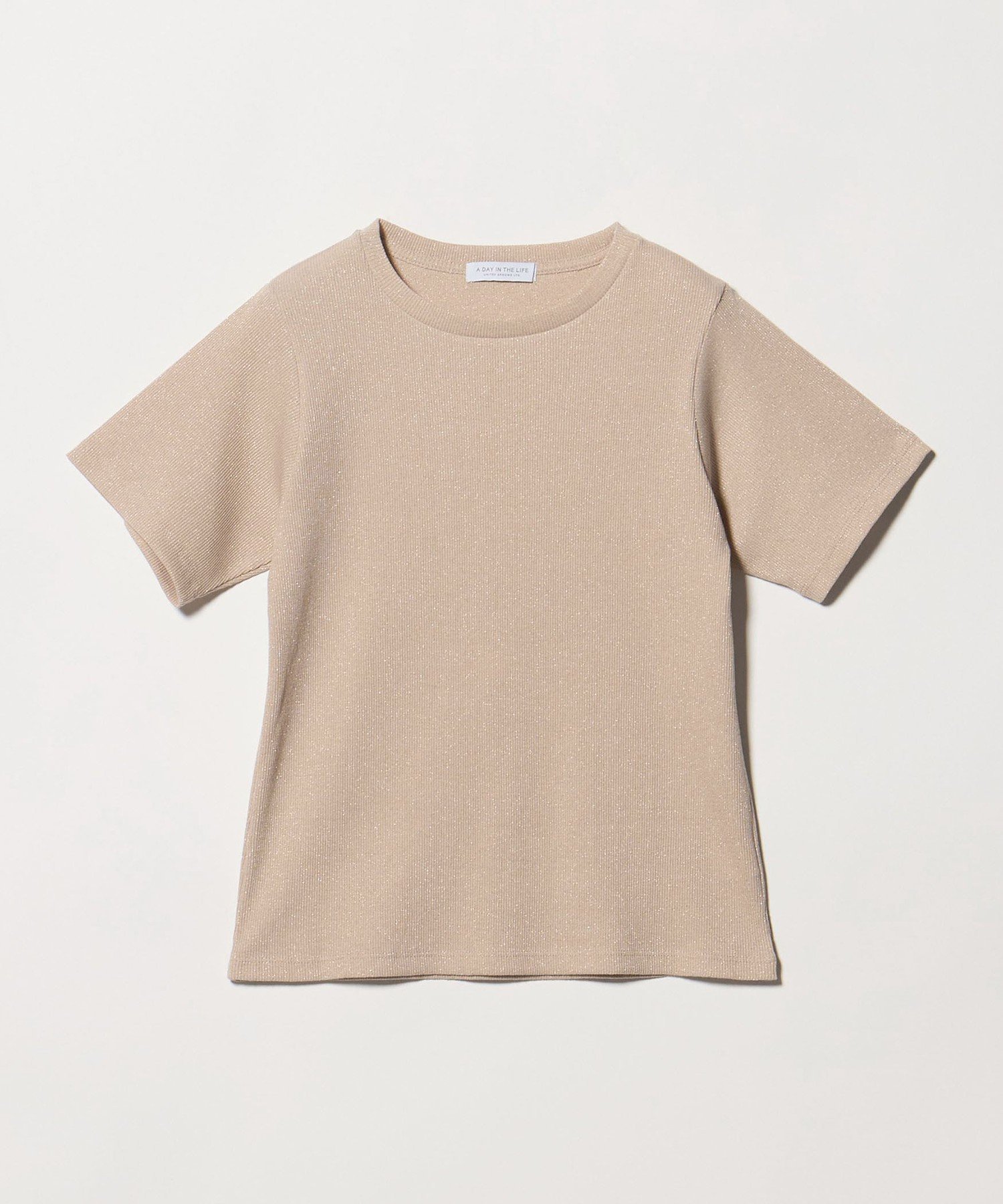 【ユナイテッドアローズ/UNITED ARROWS】のラメリブ ショートスリーブTシャツ A DAY IN THE LIFE インテリア・キッズ・メンズ・レディースファッション・服の通販 founy(ファウニー) 　ファッション　Fashion　レディースファッション　Fashion for Women　トップス・カットソー　Cut & Sew Tops　シャツ・ブラウス・オフィスカジュアル　Elegant Blouses & Button-Ups　ロングTシャツ・Tシャツ　Longline T-Shirts & Tees　インナー　Innerwear　コンパクト　Compact, Small Size　ショート　Short, Short Length　シンプル　Simple, Minimal　ジャケット　Jacket, Outerwear　スリーブ　Sleeve, Long Sleeve / Short Sleeve　デニム　Denim, Jeans Material　トレンド　Trend, Trending Now　バランス　Balance, Style Balance　アウトレット　Outlet / Clearance　おすすめ　Recommended / Our Picks　エレガント 上品　Elegant　ビジネス 仕事 通勤　Business / Work / Commuting　LT.PINK|ID: prp329100004979871 ipo3291000000037315616