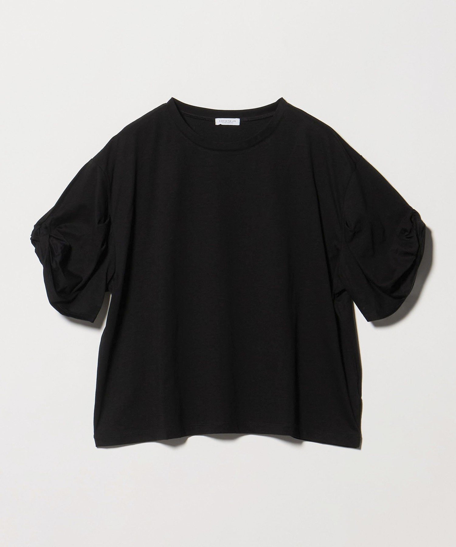 【ユナイテッドアローズ/UNITED ARROWS】のシルケット ツイストスリーブ カットソー A DAY IN THE LIFE インテリア・キッズ・メンズ・レディースファッション・服の通販 founy(ファウニー) 　ファッション　Fashion　レディースファッション　Fashion for Women　トップス・カットソー　Cut & Sew Tops　カットソー・ベーシックTシャツ　Cut-and-Sewn Tops / Stretch Tees & Basics　カットソー　Cut and Sewn Top　シルケット　Silket, Silky Cotton　シンプル　Simple, Minimal　ストライプ　Stripe, Striped Pattern　スリーブ　Sleeve, Long Sleeve / Short Sleeve　ツイスト　Tweed, Tweed Fabric　トレンド　Trend, Trending Now　定番　Standard, Basic Item　なめらか　Smooth, Silky Texture　人気　Popular, Best Seller　バランス　Balance, Style Balance　ボーダー　Border, Stripe　ワイド　Wide, Wide Fit　アウトレット　Outlet / Clearance　おすすめ　Recommended / Our Picks　夏　Summer　ビジネス 仕事 通勤　Business / Work / Commuting　BLACK|ID: prp329100004979872 ipo3291000000037315619