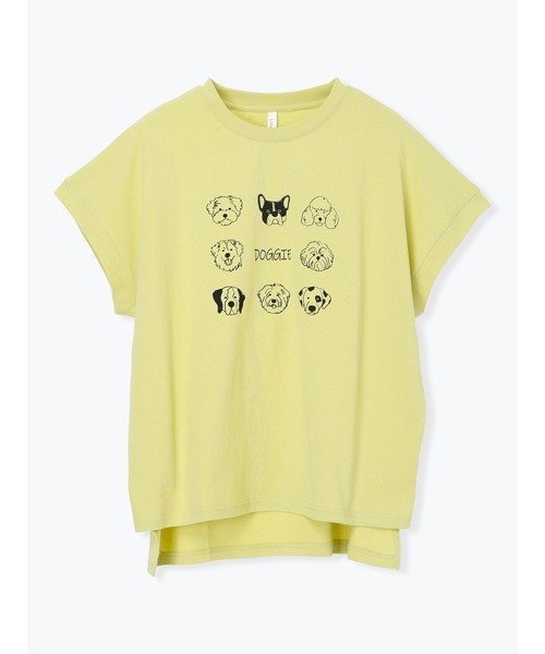 【ルディックパーク/LUDIC PARK】のドックイラストTシャツ インテリア・キッズ・メンズ・レディースファッション・服の通販 founy(ファウニー) 　ファッション　Fashion　レディースファッション　Fashion for Women　トップス・カットソー　Cut & Sew Tops　シャツ・ブラウス・オフィスカジュアル　Elegant Blouses & Button-Ups　ロングTシャツ・Tシャツ　Longline T-Shirts & Tees　おすすめ　Recommended / Our Picks　イラスト　Illustration　デニム　Denim, Jeans Material　犬　Dog　黄|ID: prp329100004979877 ipo3291000000037315646