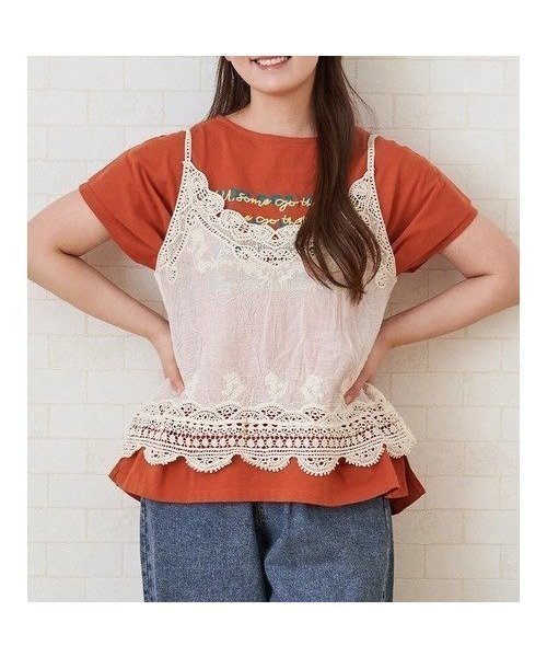 【ルディックパーク/LUDIC PARK】のレイヤーメッセージTシャツ 大人の最旬トレンドファッション＆コーディネート founy(ファウニー) 　ファッション　Fashion　レディースファッション　Fashion for Women　トップス・カットソー　Cut & Sew Tops　シャツ・ブラウス・オフィスカジュアル　Elegant Blouses & Button-Ups　ロングTシャツ・Tシャツ　Longline T-Shirts & Tees　おすすめ　Recommended / Our Picks　キャミソール　Camisole, Spaghetti Strap Top　デニム　Denim, Jeans Material　プリント　Print, Printed Pattern　 other-1|ID: prp329100004979879 ipo3291000000037315654