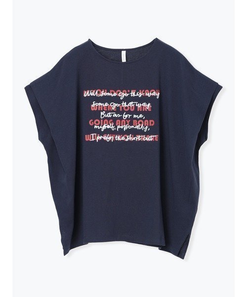 【ルディックパーク/LUDIC PARK】のレイヤーメッセージTシャツ インテリア・キッズ・メンズ・レディースファッション・服の通販 founy(ファウニー) 　ファッション　Fashion　レディースファッション　Fashion for Women　トップス・カットソー　Cut & Sew Tops　シャツ・ブラウス・オフィスカジュアル　Elegant Blouses & Button-Ups　ロングTシャツ・Tシャツ　Longline T-Shirts & Tees　おすすめ　Recommended / Our Picks　キャミソール　Camisole, Spaghetti Strap Top　デニム　Denim, Jeans Material　プリント　Print, Printed Pattern　紺|ID: prp329100004979879 ipo3291000000037315657