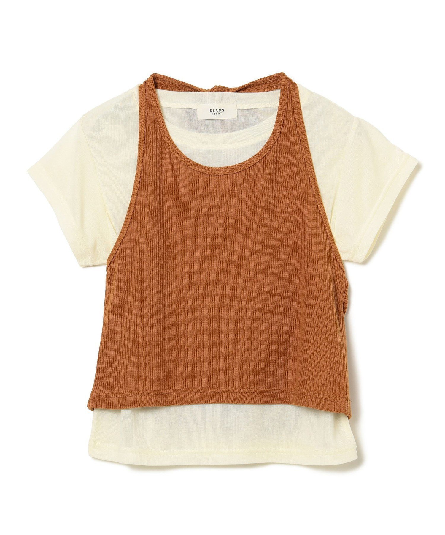 【ビームス ハート/BEAMS HEART】のホルターネック タンクトップ * シアー Tシャツ(セットアイテム) 26SS 着回し 重ね着 インテリア・キッズ・メンズ・レディースファッション・服の通販 founy(ファウニー) 　ファッション　Fashion　レディースファッション　Fashion for Women　トップス・カットソー　Cut & Sew Tops　シャツ・ブラウス・オフィスカジュアル　Elegant Blouses & Button-Ups　ロングTシャツ・Tシャツ　Longline T-Shirts & Tees　2026年　2026　2026春夏・S/S　Spring/Summer 2026 SS26　コンパクト　Compact, Small Size　シアー　Sheer, See-Through　タンク　Tank Top, Sleeveless Top　デニム　Denim, Jeans Material　トレンド　Trend, Trending Now　リボン　Ribbon, Bow　半袖　Short Sleeve, Half Sleeve　夏　Summer　OFF×ORANGE|ID: prp329100004979886 ipo3291000000037315684
