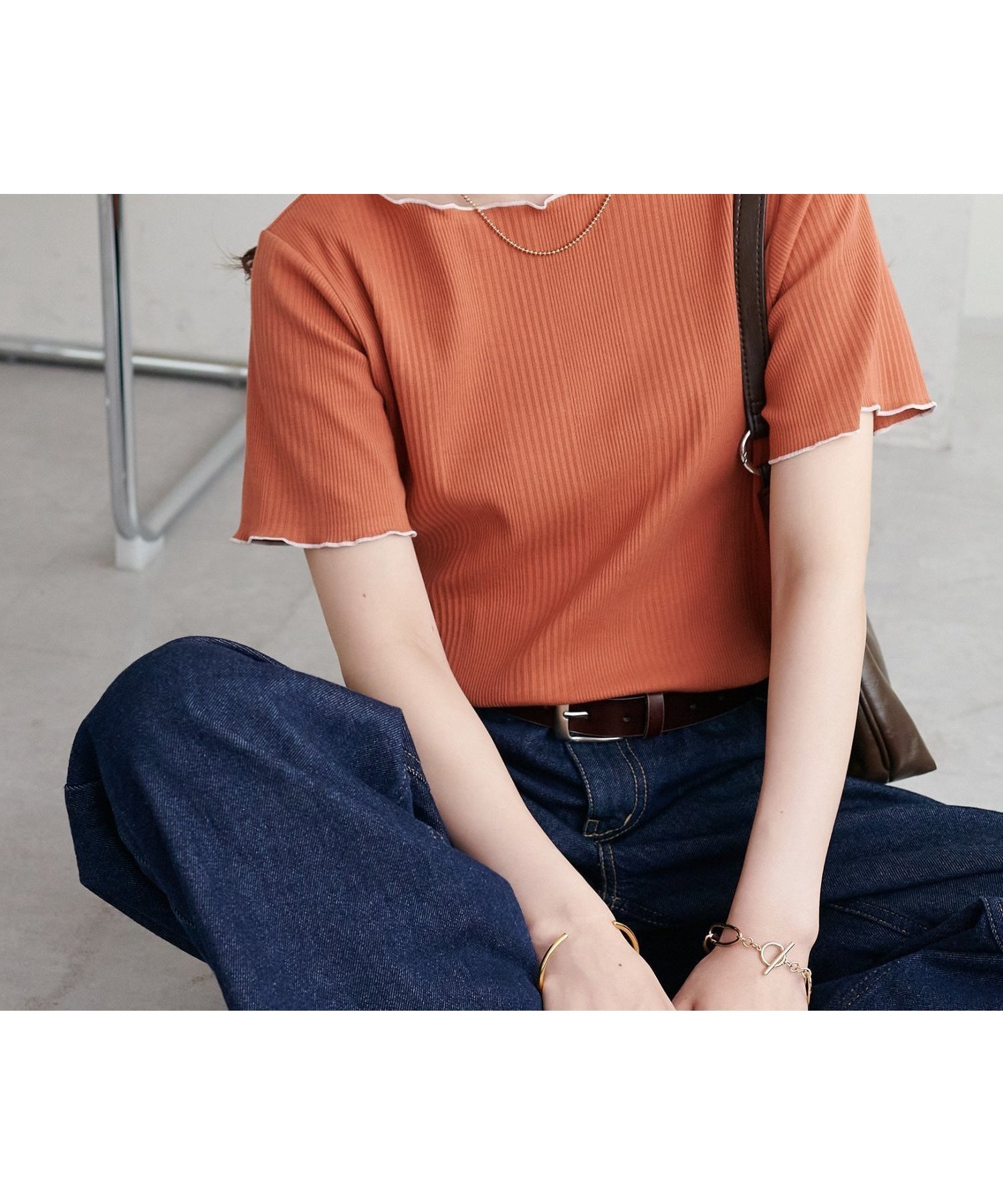 【ディスコート/Discoat】のランダムリブメロープルオーバー インテリア・キッズ・メンズ・レディースファッション・服の通販 founy(ファウニー) 　ファッション　Fashion　レディースファッション　Fashion for Women　トップス・カットソー　Cut & Sew Tops　カジュアルプルオーバー・ニットトップス　Pullovers & Knit Tops / Casual Pullovers　おすすめ　Recommended / Our Picks　とろみ　Fluid, Flowy Fabric　インナー　Innerwear　コンパクト　Compact, Small Size　シンプル　Simple, Minimal　スラックス　Slacks, Dress Pants　センター　Center, Center Line　デニム　Denim, Jeans Material　フィット　Fit, Slim Fit　オレンジ|ID: prp329100004979889 ipo3291000000037315699