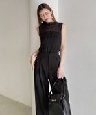 【ロイヤルパーティー/ROYAL PARTY】のキラキラシアーノースリーブトップス 大人の最旬トレンドファッション＆コーディネート founy(ファウニー) ファッション Fashion レディースファッション Fashion for Women トップス・カットソー Cut & Sew Tops キャミソール&ノースリーブ Camisoles & Sleeveless Tops インナー Innerwear ストーン Stone, Gem-Like チュール Tulip, Tulip Motif thumbnail ブラック|ID: prp329100004979904 ipo3291000000037315753
