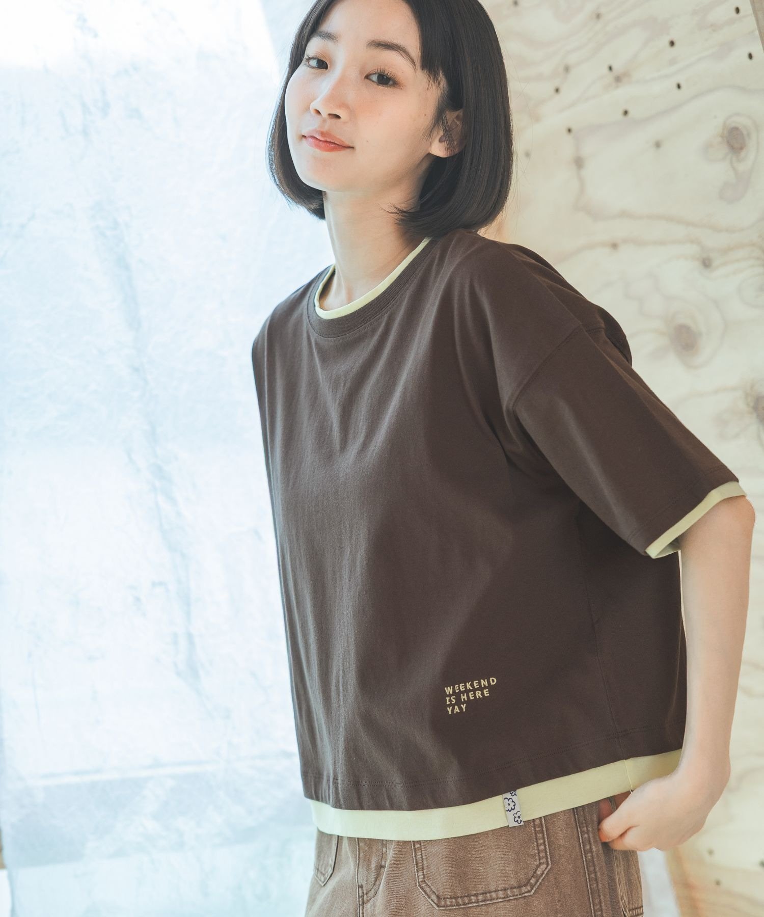 【ニコアンド/niko and】のレイヤーライクTシャツ インテリア・キッズ・メンズ・レディースファッション・服の通販 founy(ファウニー) 　ファッション　Fashion　レディースファッション　Fashion for Women　トップス・カットソー　Cut & Sew Tops　シャツ・ブラウス・オフィスカジュアル　Elegant Blouses & Button-Ups　ロングTシャツ・Tシャツ　Longline T-Shirts & Tees　おすすめ　Recommended / Our Picks　サンダル　Sandals, Summer Shoes　ショルダー　Shoulder, Shoulder Strap　シンプル　Simple, Minimal　ストライプ　Stripe, Striped Pattern　スラックス　Slacks, Dress Pants　トレンド　Trend, Trending Now　ドロップ　Drop Shoulder, Dropped Style　フロント　Front, Front Design　ワイド　Wide, Wide Fit　夏　Summer　ブラウン|ID: prp329100004979923 ipo3291000000037315826
