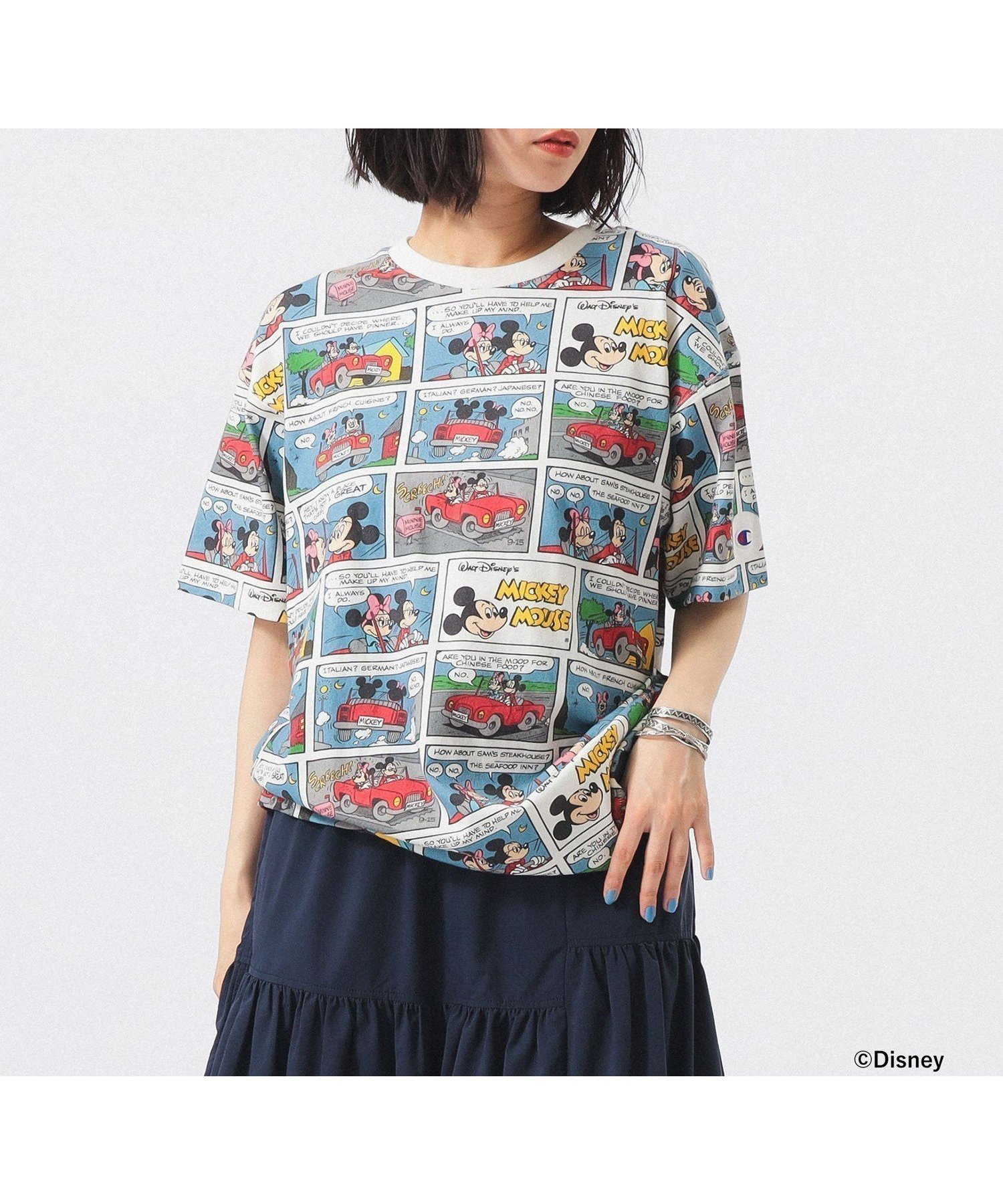 【ビームス ウイメン/BEAMS】の【別注】Champion / ミッキーマウス ミニーマウス / Tシャツ インテリア・キッズ・メンズ・レディースファッション・服の通販 founy(ファウニー) 　ファッション　Fashion　レディースファッション　Fashion for Women　トップス・カットソー　Cut & Sew Tops　シャツ・ブラウス・オフィスカジュアル　Elegant Blouses & Button-Ups　ロングTシャツ・Tシャツ　Longline T-Shirts & Tees　アメリカン　American Style　インナー　Innerwear　ヴィンテージ　Vintage Style　グラフィック　Graphic, Graphic Design　コンパクト　Compact, Small Size　シンプル　Simple, Minimal　ジャケット　Jacket, Outerwear　スポーツ　Sports, Activewear　デニム　Denim, Jeans Material　プリント　Print, Printed Pattern　別注　Limited Edition, Custom Order　ランニング　Running, Running Wear, Activewear, Jogging　ワーク　Workwear, Utility Style　筋トレ・ボディメイク　Workout / Body Make / Fitness　2026年　2026　2026春夏・S/S　Spring/Summer 2026 SS26　MULTI|ID: prp329100004979926 ipo3291000000037315845