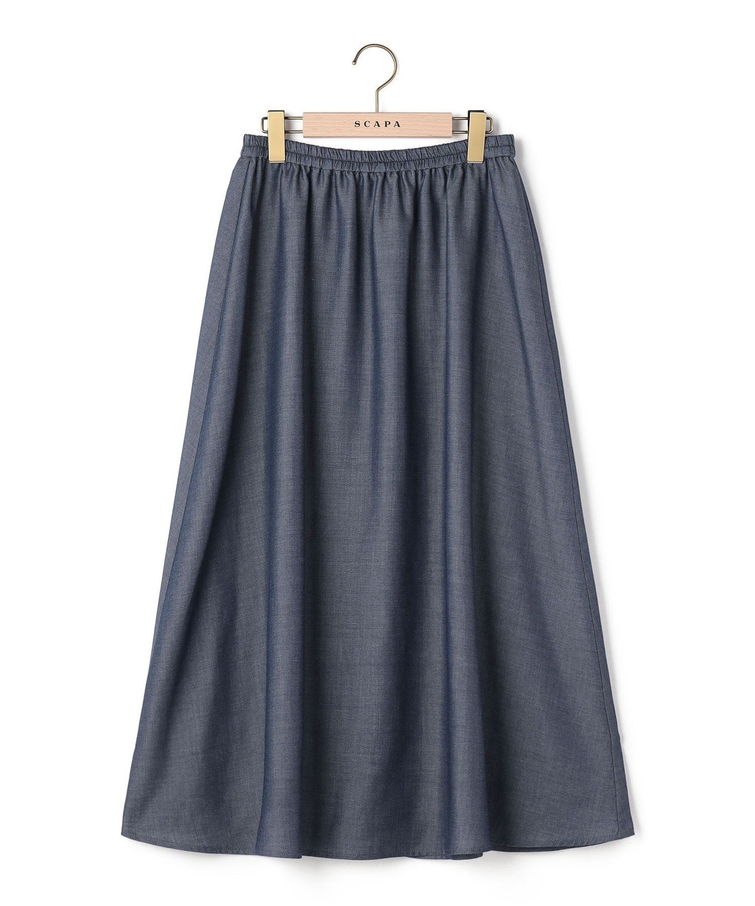 【スキャパ/SCAPA】のモディッシュツイルスカート インテリア・キッズ・メンズ・レディースファッション・服の通販 founy(ファウニー) 　ファッション　Fashion　レディースファッション　Fashion for Women　スカート　Skirts　シンプル　Simple, Minimal　ツイル　Twist, Twisted Detail　ドレープ　Drape, Draping Fabric　フェミニン　Feminine, Girly　フレア　Flare, Flared　ネイビー|ID: prp329100004979982 ipo3291000000037316084