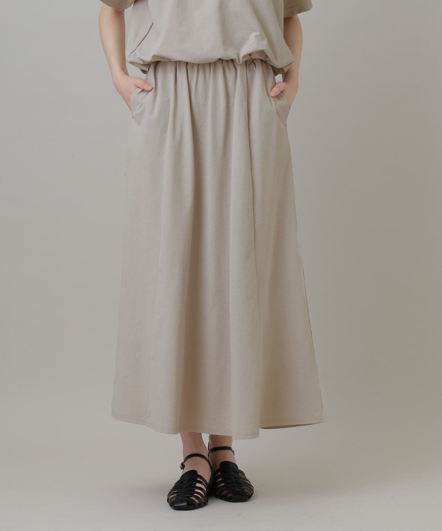 【ラコレ/LAKOLE】の接触冷感 カットドロストスカート2 インテリア・キッズ・メンズ・レディースファッション・服の通販 founy(ファウニー) 　ファッション　Fashion　レディースファッション　Fashion for Women　スカート　Skirts　おすすめ　Recommended / Our Picks　ストレッチ　Stretch, Stretchy Fabric　スピンドル　Spindle, Drawcord　セットアップ　Set-Up, Coordinated Outfit　バランス　Balance, Style Balance　フレア　Flare, Flared　グレージュ|ID: prp329100004980023 ipo3291000000037316218