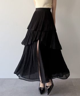 【ジュノア/JUNOAH】のmipiarl スリットプリーツティアードパンツスカート 大人の最旬トレンドファッション＆コーディネート founy(ファウニー) ファッション Fashion レディースファッション Fashion for Women スカート Skirts ウォッシュ Washed Finish タンブラー Tumbler, Travel Mug ダメージ Distressed, Destroyed ネップ Nepp, Slub Yarn プリント Print, Printed Pattern おすすめ Recommended / Our Picks |ID:prp329100004980029