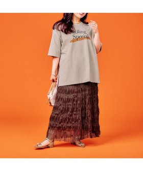 【グローバルワーク/GLOBAL WORK】のしゅりプロデュース/ロゴT チュールスカートセット/498317 大人の最旬トレンドファッション＆コーディネート founy(ファウニー) ファッション Fashion レディースファッション Fashion for Women スカート Skirts ウェーブ Wavy Pattern ヴィンテージ Vintage Style サンダル Sandals, Summer Shoes スリット Slit, Slit Detail トレンド Trend, Trending Now フェミニン Feminine, Girly プリーツ Pleats, Pleated ペチコート Petticoat, Underskirt ポインテッド Pointed Toe, Sharp Toe ワーク Workwear, Utility Style |ID:prp329100004980068