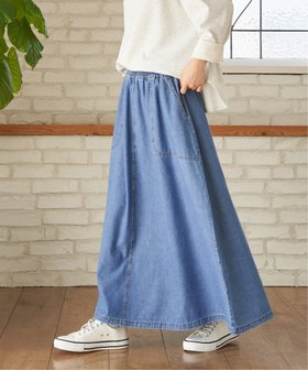 【エルビーシー/LBC】のデニムコットンワークフレアスカート 大人の最旬トレンドファッション＆コーディネート founy(ファウニー) ファッション Fashion レディースファッション Fashion for Women スカート Skirts Aライン・フレアスカート A-Line & Flared Skirts シンプル Simple, Minimal ツイル Twist, Twisted Detail デニム Denim, Jeans Material フレア Flare, Flared ベーシック Basic, Essential ポケット Pocket, Pocket Detail ロング Long, Long-Length ワーク Workwear, Utility Style |ID:prp329100004980072