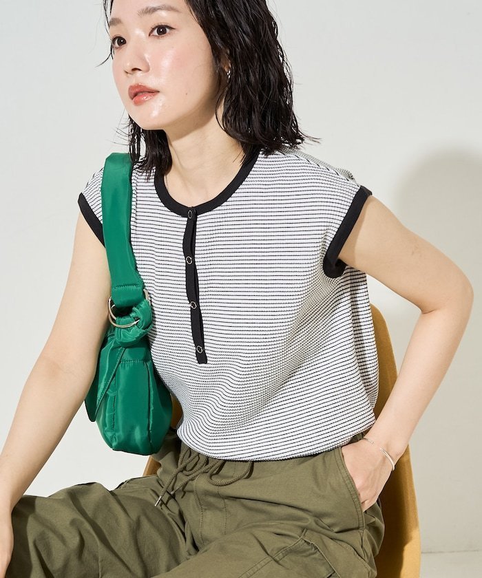 【フリークスストア/FREAK'S STORE】の限定展開 スナップボタン ヘンリー リブ フレンチ スリーブ トップス 大人の最旬トレンドファッション＆コーディネート founy(ファウニー) 　ファッション　Fashion　レディースファッション　Fashion for Women　トップス・カットソー　Cut & Sew Tops　2026年　2026　2026春夏・S/S　Spring/Summer 2026 SS26　ストレッチ　Stretch, Stretchy Fabric　スリーブ　Sleeve, Long Sleeve / Short Sleeve　トレンド　Trend, Trending Now　バランス　Balance, Style Balance　フィット　Fit, Slim Fit　フレンチ　French, French Style　夏　Summer　S/S・春夏　SS, Spring/Summer, Warm Season　 other-1|ID: prp329100004980097 ipo3291000000037316532
