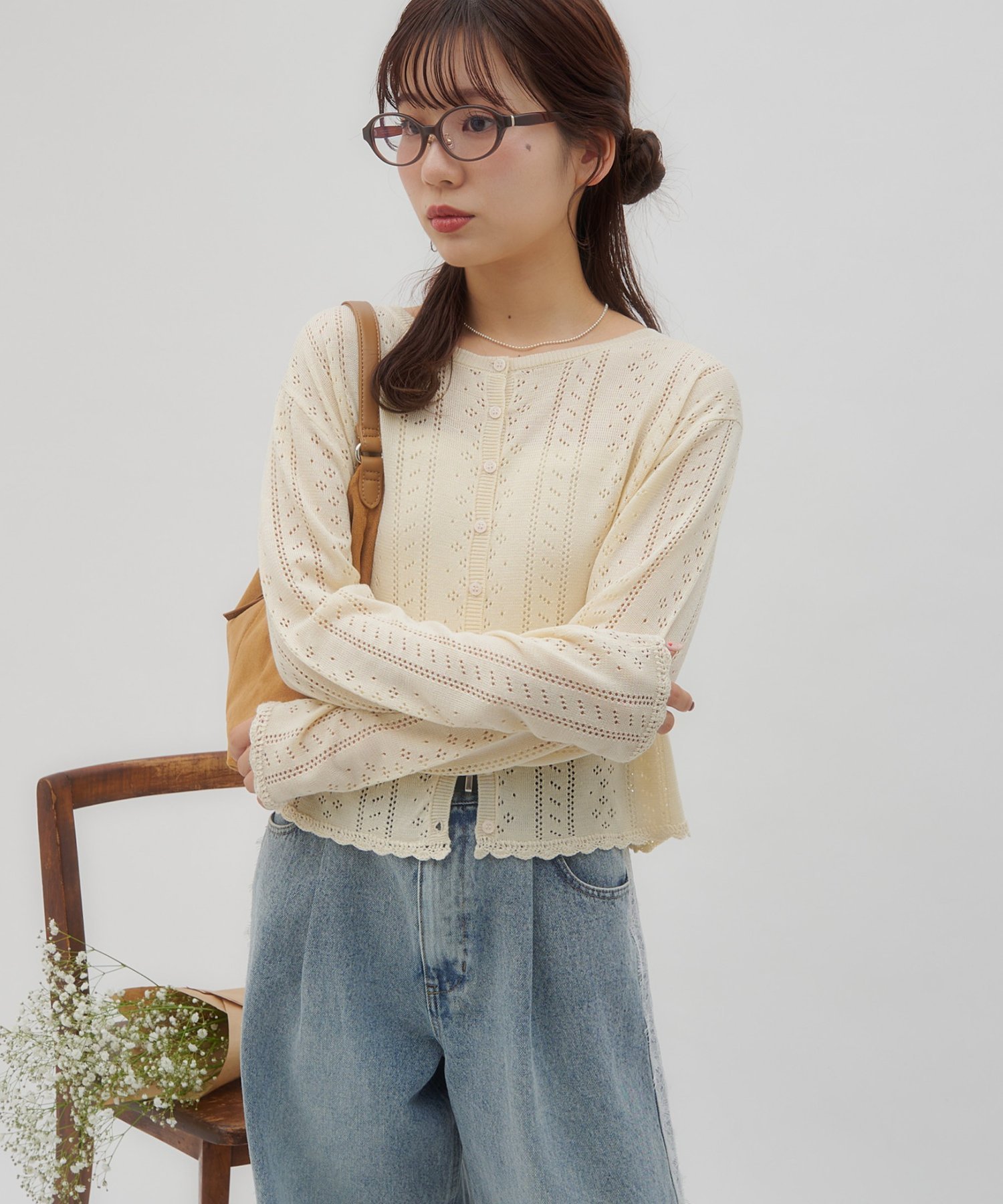【ディスコート/Discoat】の【umm.】アイレットフリルニットカーディガン インテリア・キッズ・メンズ・レディースファッション・服の通販 founy(ファウニー) 　ファッション　Fashion　レディースファッション　Fashion for Women　トップス・カットソー　Cut & Sew Tops　ニット　Knit Tops & Sweaters　カーディガン・羽織り　Layered Style Cardigans　2026年　2026　2026春夏・S/S　Spring/Summer 2026 SS26　おすすめ　Recommended / Our Picks　アイレット　Eyelet Lace　カーディガン　Cardigan, Knitwear　キャミソール　Camisole, Spaghetti Strap Top　コンパクト　Compact, Small Size　スカラップ　Scallop, Scalloped Edge　ミドル　Middle Length, Mid Height　ワイド　Wide, Wide Fit　エレガント 上品　Elegant　夏　Summer　春　Spring　S/S・春夏　SS, Spring/Summer, Warm Season　アイボリー|ID: prp329100004980104 ipo3291000000037316586