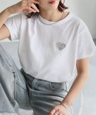 【リベリー/Riberry】のハートロゴラメ刺繍コンパクトTシャツ/綿100% ホワイト×シルバー|ID: prp329100004980132 ipo3291000000037316938