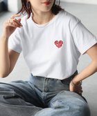 【リベリー/Riberry】のハートロゴラメ刺繍コンパクトTシャツ/綿100% ホワイト×レッド|ID: prp329100004980132 ipo3291000000037316939