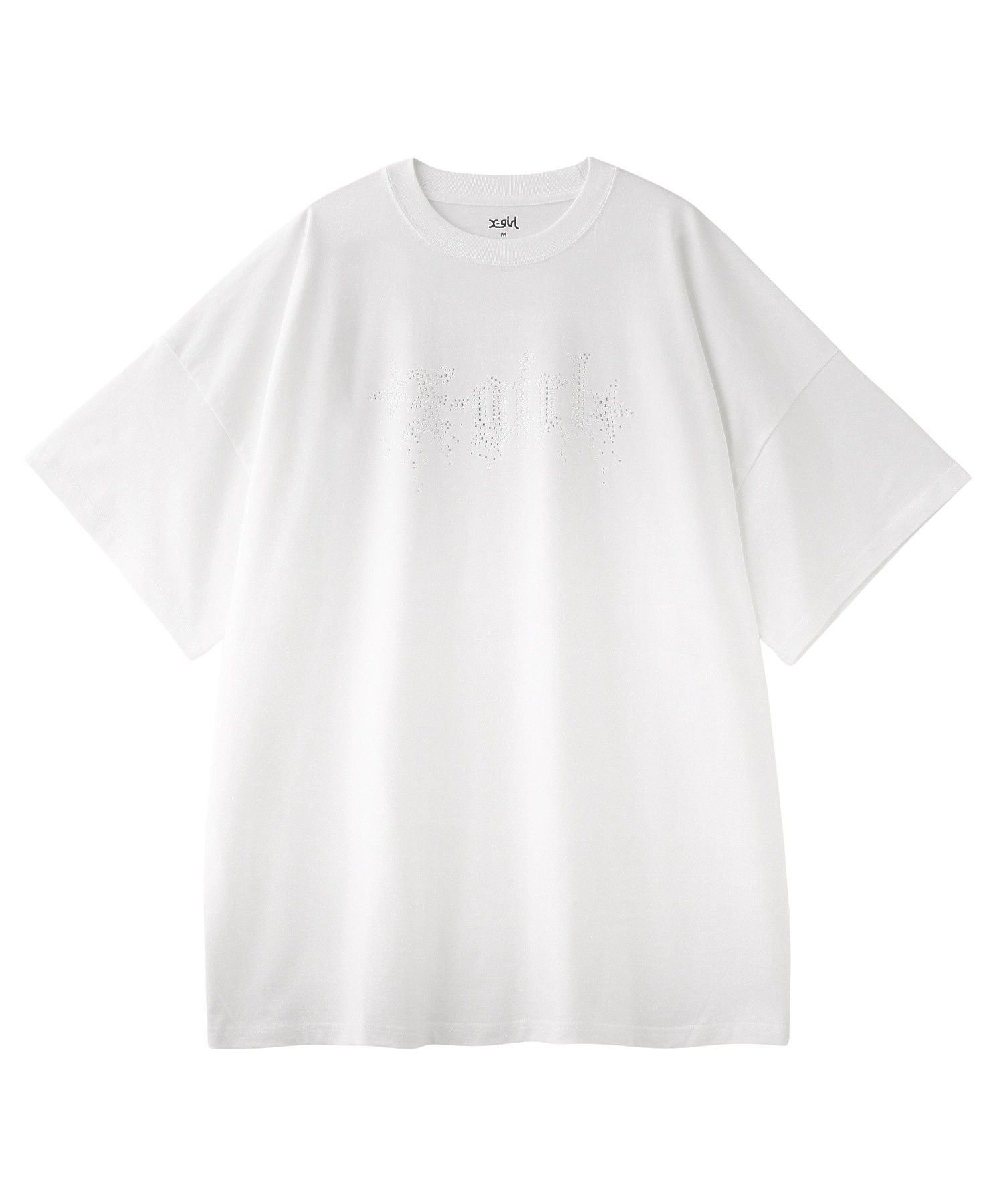【エックスガール/X-girl】のRHINESTONE STARDUST LOGO S/S TEE DRESS インテリア・キッズ・メンズ・レディースファッション・服の通販 founy(ファウニー) 　ファッション　Fashion　レディースファッション　Fashion for Women　ワンピース　Dresses　フォーマル・パーティードレス・結婚式用ドレス　Elegant & Casual Dresses　ビッグ　Big, Oversized　半袖　Short Sleeve, Half Sleeve　ルーズ　Loose, Oversized　S/S・春夏　SS, Spring/Summer, Warm Season　おすすめ　Recommended / Our Picks　夏　Summer　WHITE|ID: prp329100004980183 ipo3291000000037317193
