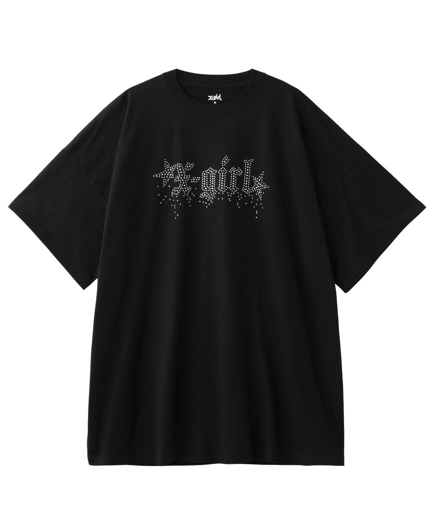 【エックスガール/X-girl】のRHINESTONE STARDUST LOGO S/S TEE DRESS インテリア・キッズ・メンズ・レディースファッション・服の通販 founy(ファウニー) 　ファッション　Fashion　レディースファッション　Fashion for Women　ワンピース　Dresses　フォーマル・パーティードレス・結婚式用ドレス　Elegant & Casual Dresses　ビッグ　Big, Oversized　半袖　Short Sleeve, Half Sleeve　ルーズ　Loose, Oversized　S/S・春夏　SS, Spring/Summer, Warm Season　おすすめ　Recommended / Our Picks　夏　Summer　BLACK|ID: prp329100004980183 ipo3291000000037317194