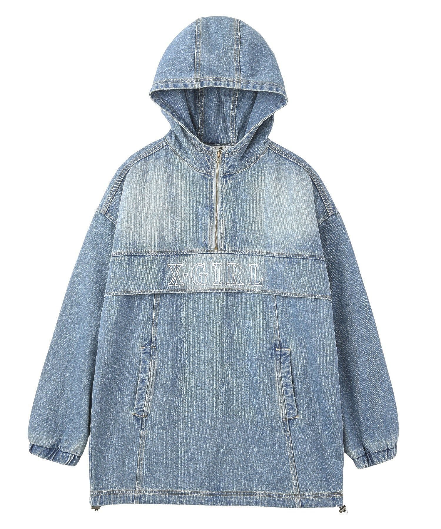 【エックスガール/X-girl】のDENIM ANORAK DRESS インテリア・キッズ・メンズ・レディースファッション・服の通販 founy(ファウニー) 　ファッション　Fashion　レディースファッション　Fashion for Women　ワンピース　Dresses　フォーマル・パーティードレス・結婚式用ドレス　Elegant & Casual Dresses　デニム　Denim, Jeans Material　ドローコード　Drawcord, Drawstring Cord　長袖　Long Sleeve, Full Sleeve　パーカー　Hoodie, Parka　フロント　Front, Front Design　ベーシック　Basic, Essential　ロング　Long, Long-Length　A/W・秋冬　Autumn/Winter　おすすめ　Recommended / Our Picks　LtINDIGO|ID: prp329100004980185 ipo3291000000037317201