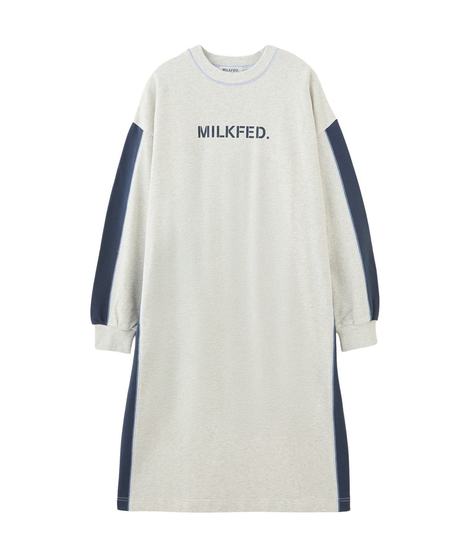 【ミルクフェド/MILKFED.】のSIDE LINE SWEAT DRESS インテリア・キッズ・メンズ・レディースファッション・服の通販 founy(ファウニー) 　ファッション　Fashion　レディースファッション　Fashion for Women　トップス・カットソー　Cut & Sew Tops　レディースパーカー・カジュアルフーディー　Casual Hoodies & Sweatshirts　スウェット・クルーネックトップス　Sweatshirts & Crewnecks / Relaxed Fit Sweat Tops　ワンピース　Dresses　フォーマル・パーティードレス・結婚式用ドレス　Elegant & Casual Dresses　スポーティ　Sporty, Casual Athletic　楽ちん　Easy Fit, Comfortable　お家時間・ステイホーム　Stay Home / At Home　OATMEAL|ID: prp329100004980186 ipo3291000000037317203