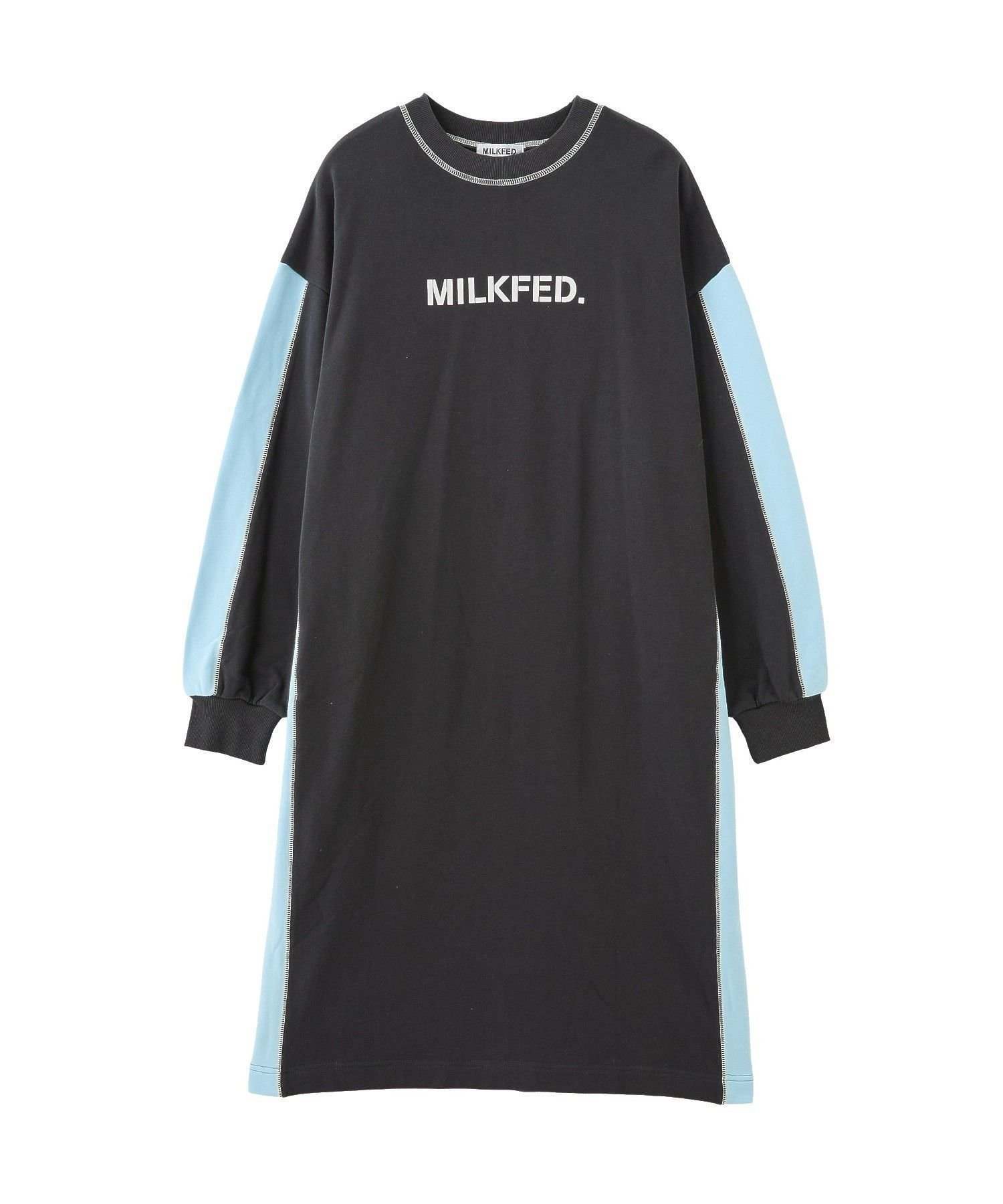 【ミルクフェド/MILKFED.】のSIDE LINE SWEAT DRESS インテリア・キッズ・メンズ・レディースファッション・服の通販 founy(ファウニー) 　ファッション　Fashion　レディースファッション　Fashion for Women　トップス・カットソー　Cut & Sew Tops　レディースパーカー・カジュアルフーディー　Casual Hoodies & Sweatshirts　スウェット・クルーネックトップス　Sweatshirts & Crewnecks / Relaxed Fit Sweat Tops　ワンピース　Dresses　フォーマル・パーティードレス・結婚式用ドレス　Elegant & Casual Dresses　スポーティ　Sporty, Casual Athletic　楽ちん　Easy Fit, Comfortable　お家時間・ステイホーム　Stay Home / At Home　CHARCOAL|ID: prp329100004980186 ipo3291000000037317204