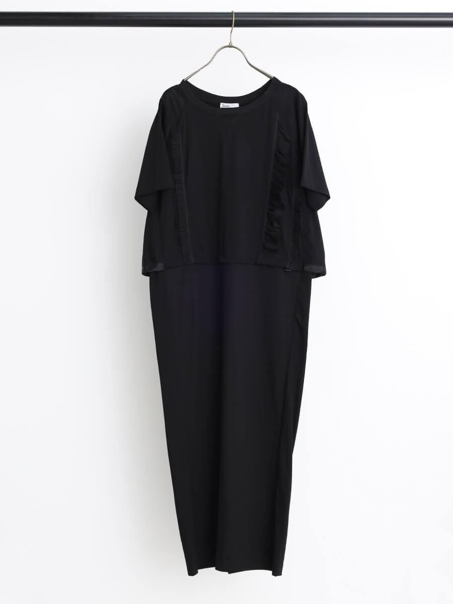 【ラシュッド/LASUD】のフリルドッキングワンピース 大人の最旬トレンドファッション＆コーディネート founy(ファウニー) 　ファッション　Fashion　レディースファッション　Fashion for Women　ワンピース　Dresses　おすすめ　Recommended / Our Picks　カットソー　Cut and Sewn Top　シンプル　Simple, Minimal　チュール　Tulip, Tulip Motif　ドッキング　Docking, Mixed Material　フリル　Frill, Ruffle　フロント　Front, Front Design　ミックス　Mix, Mixed Style　 other-1|ID: prp329100004980189 ipo3291000000037317214