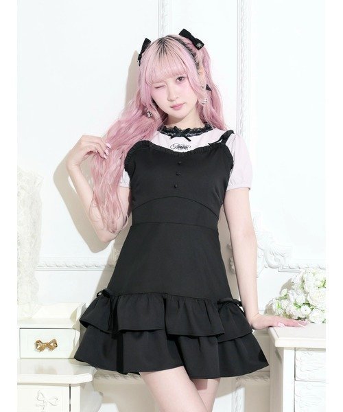 【ノエミ/NOEMIE】の肩リボンフリルキャミワンピース インテリア・キッズ・メンズ・レディースファッション・服の通販 founy(ファウニー) 　ファッション　Fashion　レディースファッション　Fashion for Women　ワンピース　Dresses　キャミソールワンピース　Camisole Dresses　キャミワンピース　Cami Dress, Slip Dress　チェック　Check, Plaid, Tartan　フリル　Frill, Ruffle　リボン　Ribbon, Bow　黒|ID: prp329100004980211 ipo3291000000037317286