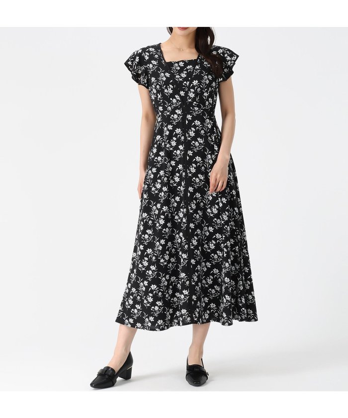 【ミッシュマッシュ/MISCH MASCH】のパイピングモノトーン花柄ワンピース MM627405 インテリア・キッズ・メンズ・レディースファッション・服の通販 founy(ファウニー) https://founy.com/ ファッション Fashion レディースファッション Fashion for Women ワンピース Dresses モノトーン Monotone, Black and White リボン Ribbon, Bow ワンポイント One Point, Statement Accent エレガント 上品 Elegant |ID: prp329100004980233 ipo3291000000037317359