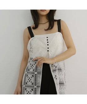 【ヘラム/hellam】のクロシェレース配色チュニックキャミ 大人の最旬トレンドファッション＆コーディネート founy(ファウニー) ファッション Fashion レディースファッション Fashion for Women トップス・カットソー Cut & Sew Tops キャミソール&ノースリーブ Camisoles & Sleeveless Tops キャミワンピース Cami Dress, Slip Dress 夏 Summer 春 Spring S/S・春夏 SS, Spring/Summer, Warm Season |ID:prp329100004980248