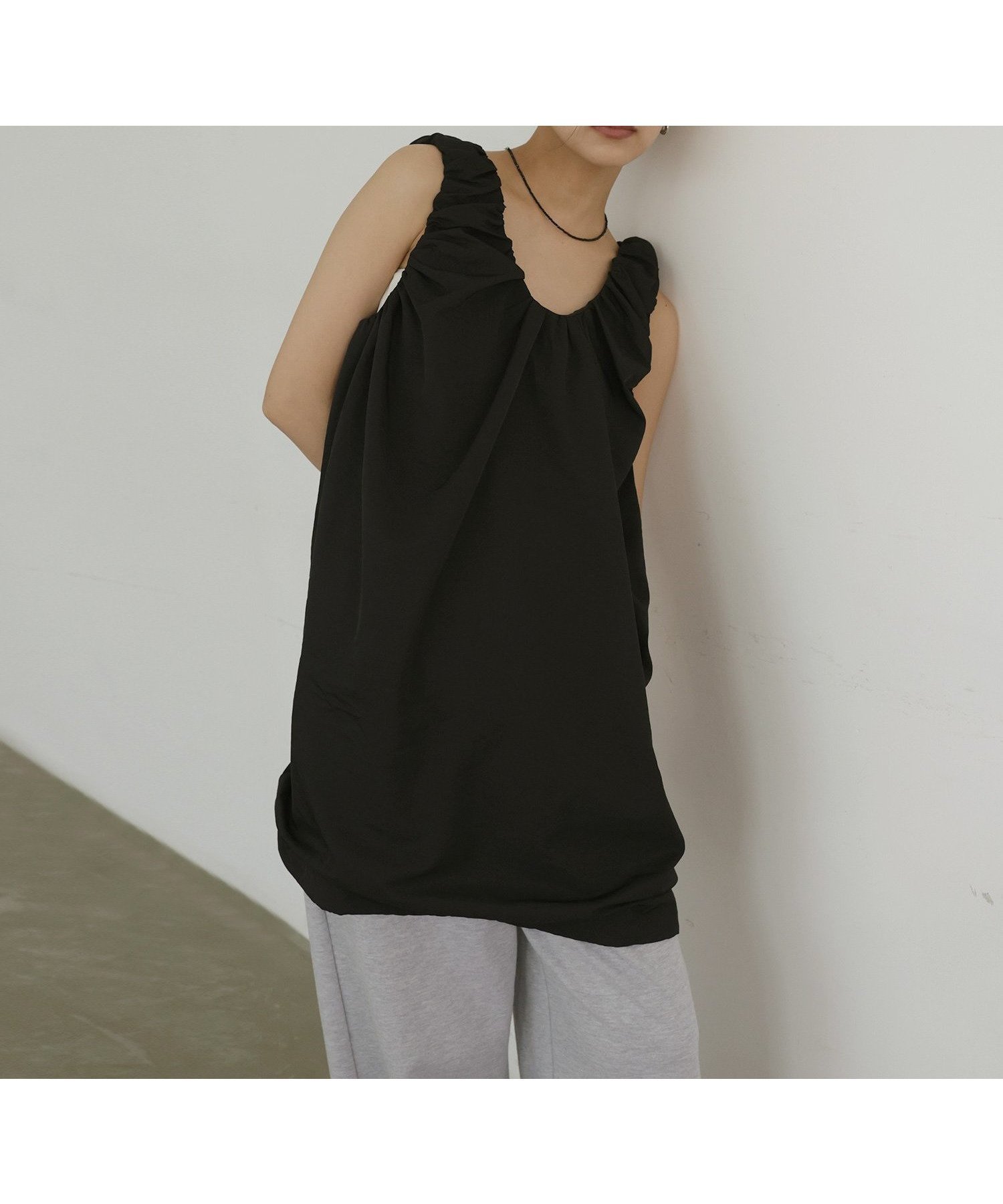 【ヘラム/hellam】のギャザーバルーンワンピース インテリア・キッズ・メンズ・レディースファッション・服の通販 founy(ファウニー) 　ファッション　Fashion　レディースファッション　Fashion for Women　ワンピース　Dresses　バルーン　Balloon, Balloon Silhouette　ブラック|ID: prp329100004980249 ipo3291000000037317415