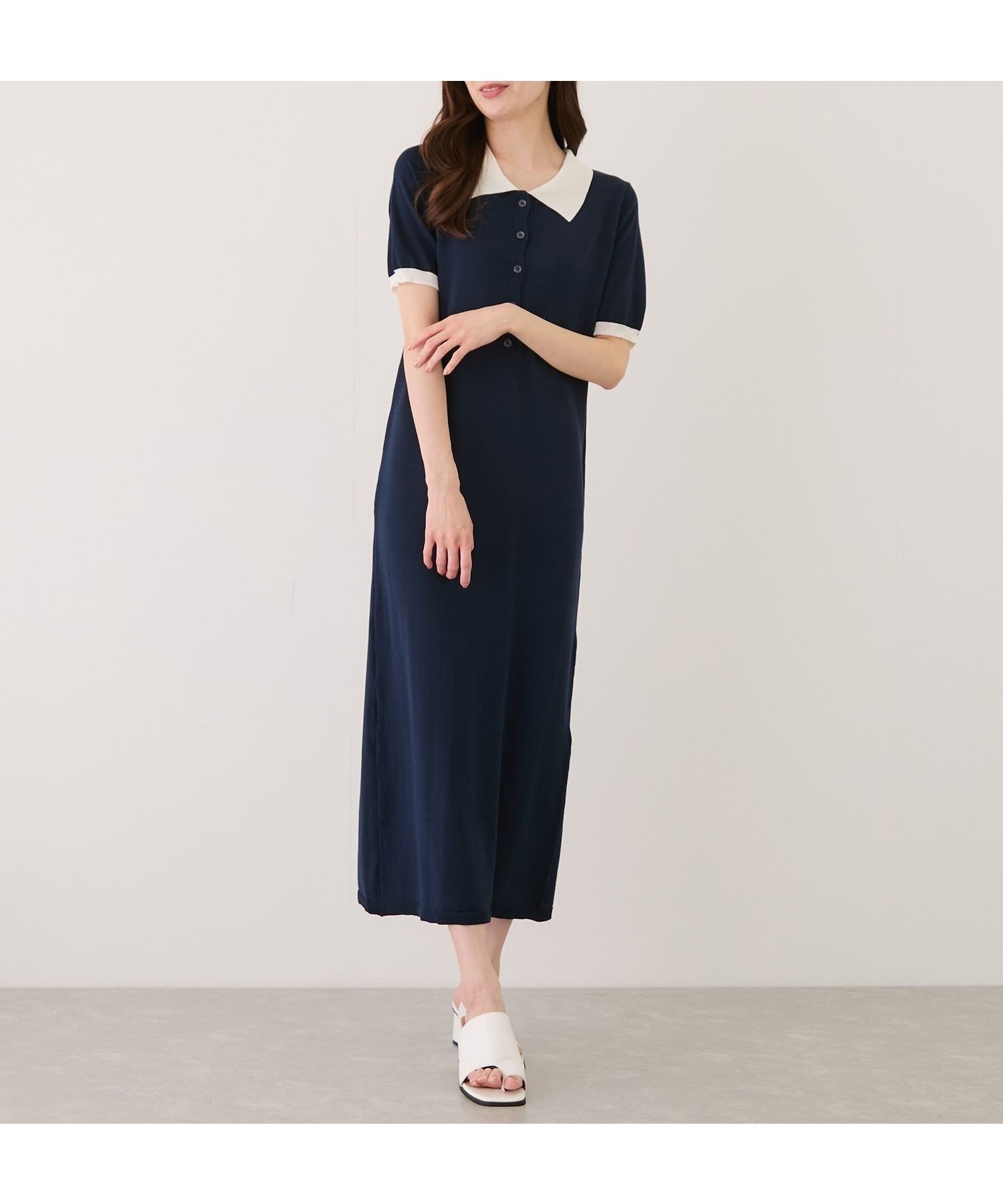 【ジャイロ/JAYRO】のバイカラーロングワンピース インテリア・キッズ・メンズ・レディースファッション・服の通販 founy(ファウニー) 　ファッション　Fashion　レディースファッション　Fashion for Women　ワンピース　Dresses　カーディガン　Cardigan, Knitwear　クラシカル　Classical, Vintage-Inspired　コンパクト　Compact, Small Size　サンダル　Sandals, Summer Shoes　シンプル　Simple, Minimal　ジャケット　Jacket, Outerwear　スニーカー　Sneakers, Trainers　スマート　Smart, Elegant　スリット　Slit, Slit Detail　ダウン　Down, Puffer　なめらか　Smooth, Silky Texture　ポケット　Pocket, Pocket Detail　リラックス　Relax, Relaxed Fit　ロング　Long, Long-Length　冬　Winter / This Winter　A/W・秋冬　Autumn/Winter　おすすめ　Recommended / Our Picks　エレガント 上品　Elegant　ネイビー(40)|ID: prp329100004980253 ipo3291000000037317430