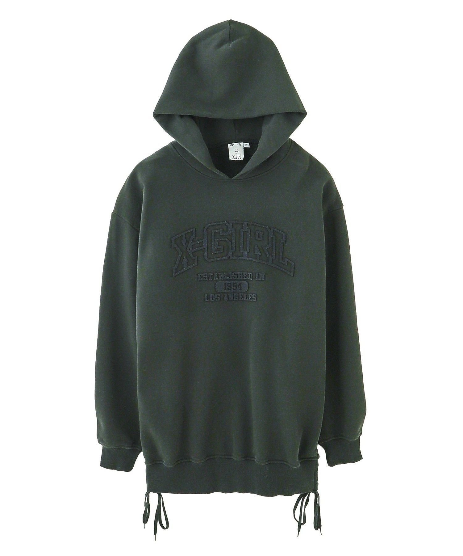 【エックスガール/X-girl】のCOLLEGE LOGO DRAWSTRING SWEAT DRESS インテリア・キッズ・メンズ・レディースファッション・服の通販 founy(ファウニー) 　ファッション　Fashion　レディースファッション　Fashion for Women　トップス・カットソー　Cut & Sew Tops　レディースパーカー・カジュアルフーディー　Casual Hoodies & Sweatshirts　スウェット・クルーネックトップス　Sweatshirts & Crewnecks / Relaxed Fit Sweat Tops　ワンピース　Dresses　フォーマル・パーティードレス・結婚式用ドレス　Elegant & Casual Dresses　ガーリー　Girly, Feminine Style　スウェット / スエット　Sweatshirt, Sweatwear　ドローコード　Drawcord, Drawstring Cord　長袖　Long Sleeve, Full Sleeve　パーカー　Hoodie, Parka　ロング　Long, Long-Length　A/W・秋冬　Autumn/Winter　CHARCOAL|ID: prp329100004980256 ipo3291000000037317438