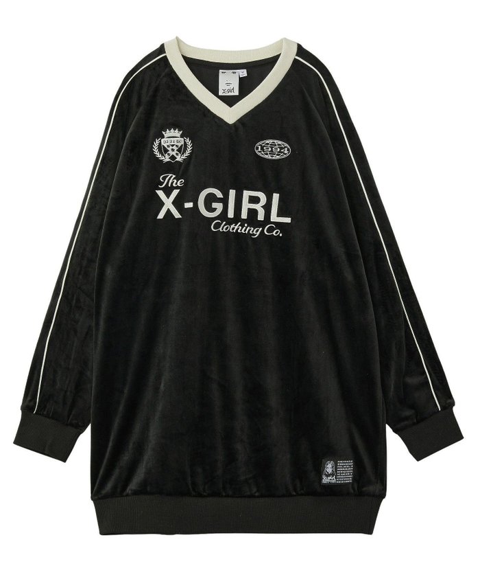 【エックスガール/X-girl】のVELOUR GAME SHIRT DRESS インテリア・キッズ・メンズ・レディースファッション・服の通販 founy(ファウニー) https://founy.com/ ファッション Fashion レディースファッション Fashion for Women トップス・カットソー Cut & Sew Tops シャツ・ブラウス・オフィスカジュアル Elegant Blouses & Button-Ups ベロアトップス Velour Tops / Velvet-Look Items ワンピース Dresses フォーマル・パーティードレス・結婚式用ドレス Elegant & Casual Dresses なめらか Smooth, Silky Texture 長袖 Long Sleeve, Full Sleeve パイピング Piping, Trim Design フロント Front, Front Design ベロア Velour, Soft Velvet A/W・秋冬 Autumn/Winter |ID: prp329100004980257 ipo3291000000037317441