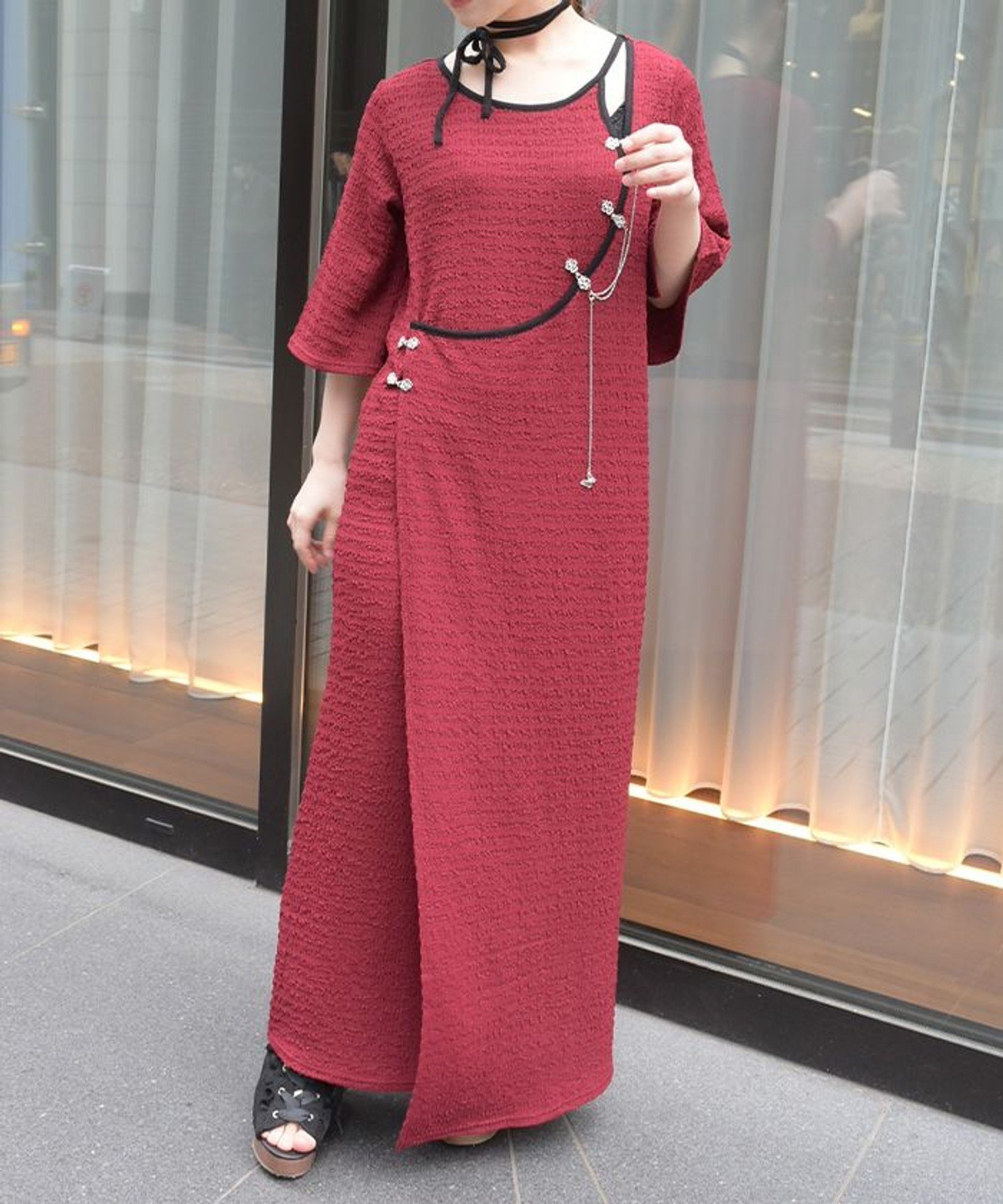 【アクシーズファム/axes femme】のチャイナ金具ロングワンピース 大人の最旬トレンドファッション＆コーディネート founy(ファウニー) 　ファッション　Fashion　レディースファッション　Fashion for Women　ワンピース　Dresses　おすすめ　Recommended / Our Picks　インナー　Innerwear　カットソー　Cut and Sewn Top　シンプル　Simple, Minimal　チェーン　Chain, Chain Strap　リラックス　Relax, Relaxed Fit　ロング　Long, Long-Length　 other-1|ID: prp329100004980265 ipo3291000000037317469