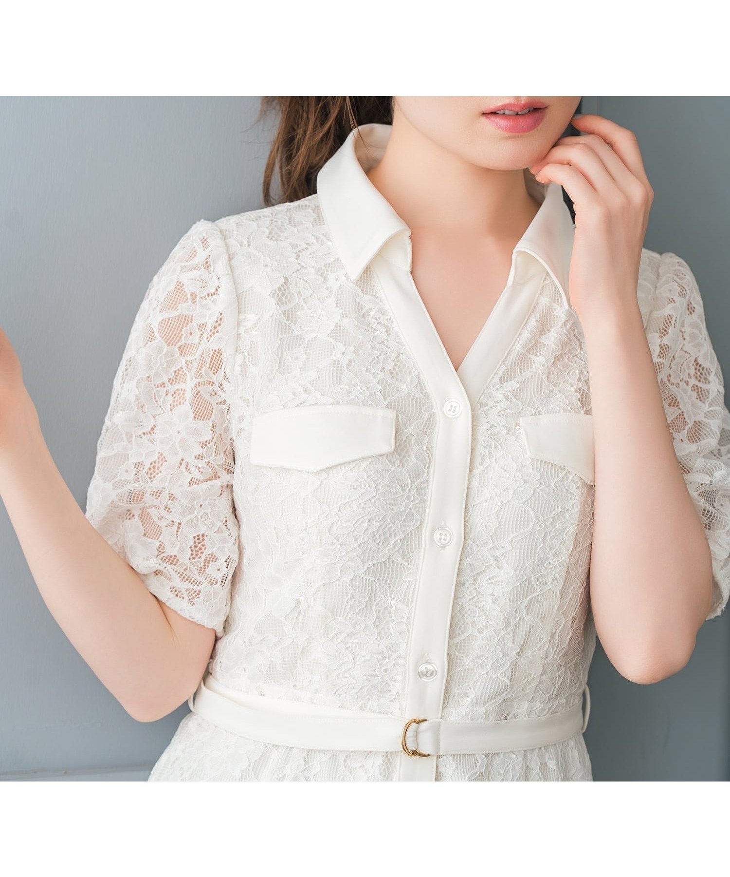 【ミッシュマッシュ/MISCH MASCH】の開襟レースシャツワンピース MM627403 大人の最旬トレンドファッション＆コーディネート founy(ファウニー) 　ファッション　Fashion　レディースファッション　Fashion for Women　ワンピース　Dresses　シャツワンピース / 1枚で着映えコーデ　Shirt Dresses　おすすめ　Recommended / Our Picks　バランス　Balance, Style Balance　レース　Lace, Lace Fabric　エレガント 上品　Elegant　 other-1|ID: prp329100004980267 ipo3291000000037317476