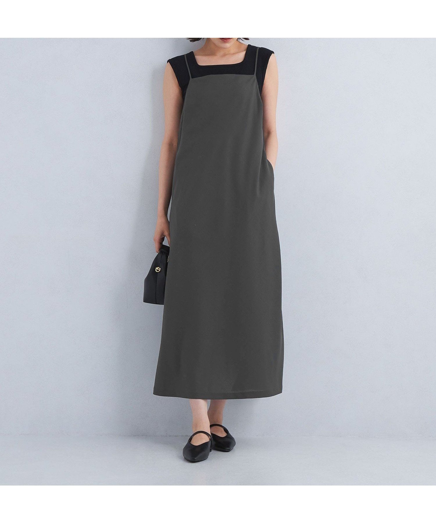 【ユナイテッドアローズ/UNITED ARROWS】のsize TALLあり Airy エアリー キャミソール ワンピース -ウォッシャブル- インテリア・キッズ・メンズ・レディースファッション・服の通販 founy(ファウニー) 　ファッション　Fashion　レディースファッション　Fashion for Women　ワンピース　Dresses　ウェーブ　Wavy Pattern　ウォッシャブル　Machine Washable　エアリー　Airy Texture　秋　Autumn　カットソー　Cut and Sewn Top　キャミソール　Camisole, Spaghetti Strap Top　キャミワンピース　Cami Dress, Slip Dress　シアー　Sheer, See-Through　ジャケット　Jacket, Outerwear　ストライプ　Stripe, Striped Pattern　ストレート　Straight, Straight Cut　ノースリーブ　Sleeveless, No-Sleeve　アウトレット　Outlet / Clearance　エレガント 上品　Elegant　ビジネス 仕事 通勤　Business / Work / Commuting　DK.GRAY|ID: prp329100004980284 ipo3291000000037317532