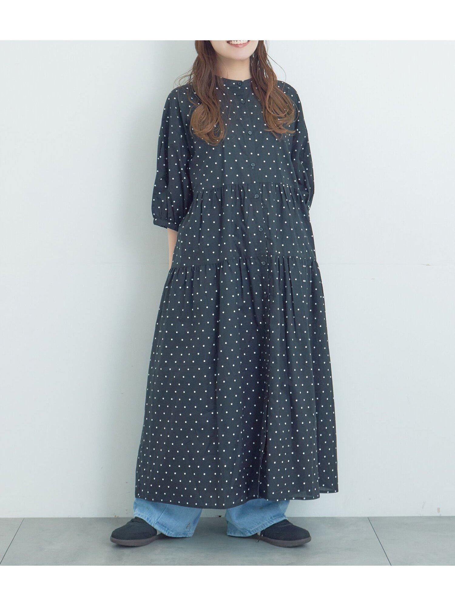 【サマンサモスモス/Samansa Mos2】の柄アソートティアードワンピース インテリア・キッズ・メンズ・レディースファッション・服の通販 founy(ファウニー) 　ファッション　Fashion　レディースファッション　Fashion for Women　ワンピース　Dresses　インナー　Innerwear　デニム　Denim, Jeans Material　水玉|ID: prp329100004980290 ipo3291000000037317554