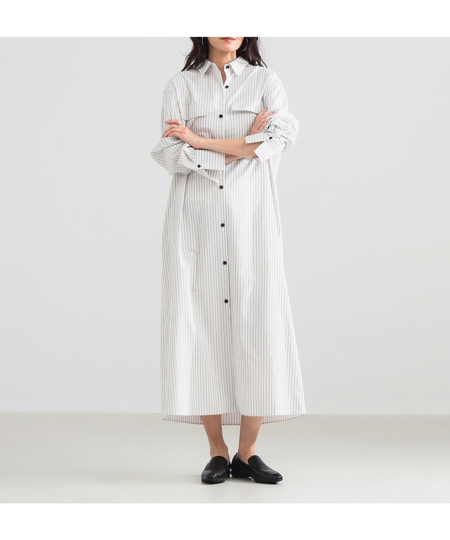 【デミルクス ビームス/Demi-Luxe BEAMS】のストライプ シャツ ワンピース インテリア・キッズ・メンズ・レディースファッション・服の通販 founy(ファウニー) 　ファッション　Fashion　レディースファッション　Fashion for Women　ワンピース　Dresses　シャツワンピース / 1枚で着映えコーデ　Shirt Dresses　おすすめ　Recommended / Our Picks　ストライプ　Stripe, Striped Pattern　スマート　Smart, Elegant　スラックス　Slacks, Dress Pants　デニム　Denim, Jeans Material　バランス　Balance, Style Balance　フラップ　Flap, Flap Pocket　ポケット　Pocket, Pocket Detail　リラックス　Relax, Relaxed Fit　ワッシャー　Washer, Crinkled Finish　WHITE系|ID: prp329100004980293 ipo3291000000037317564